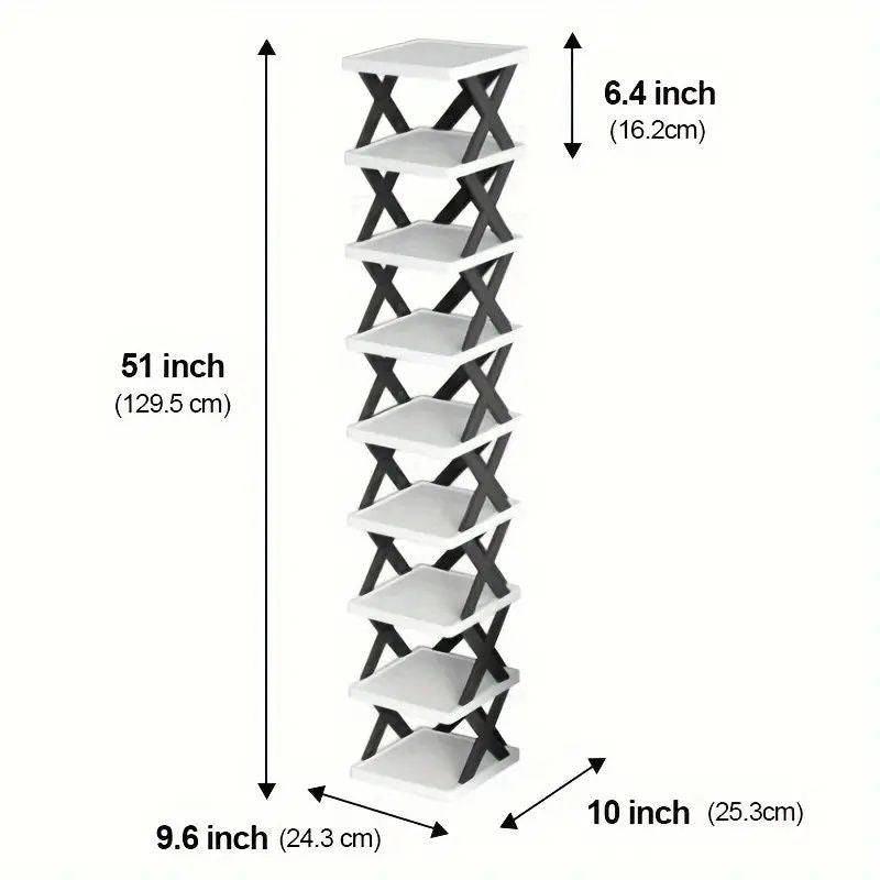 9-Tier Narrow Shoe Rack, Stackable Vertical Shoe Organizer for Entryway & Closet