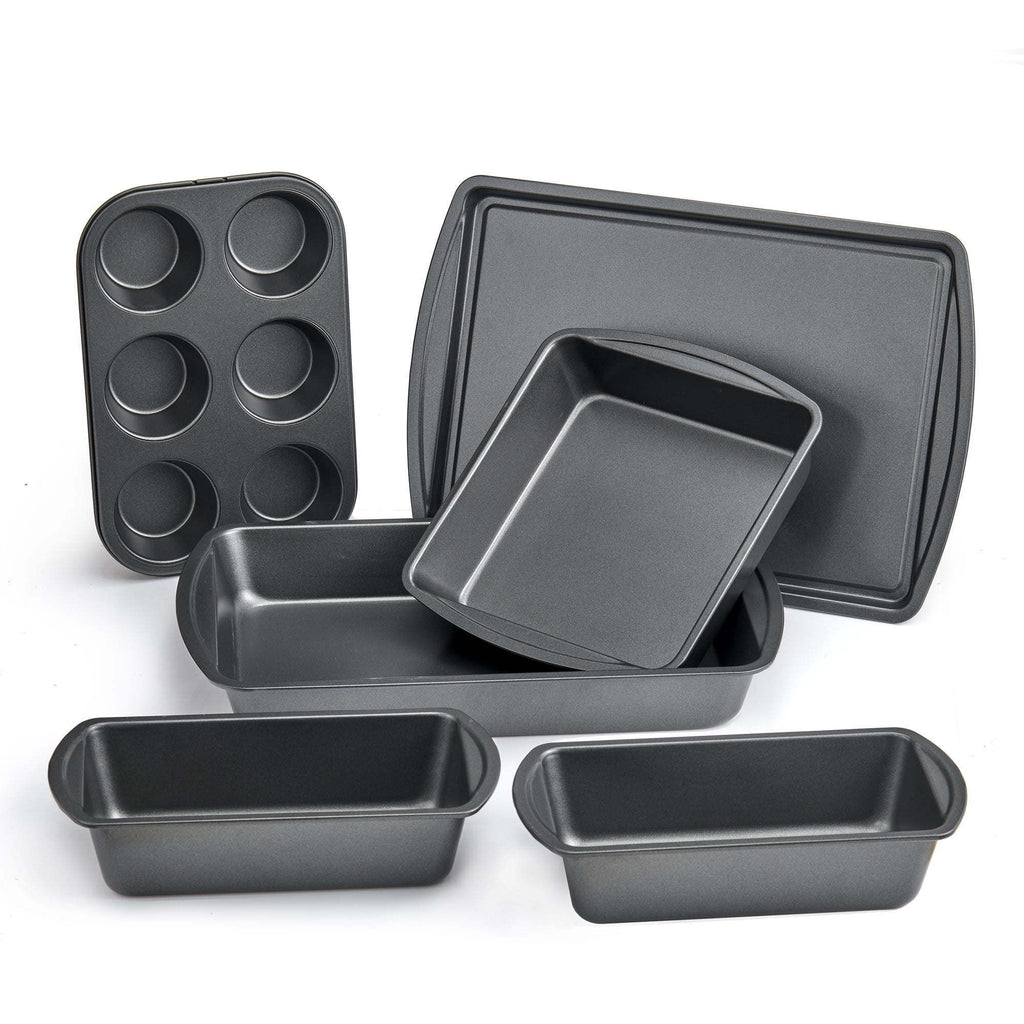 6-Piece Nonstick Bakeware Set with Baking Pans, Muffin Pan, Cookie Sheet & Loaf Pans