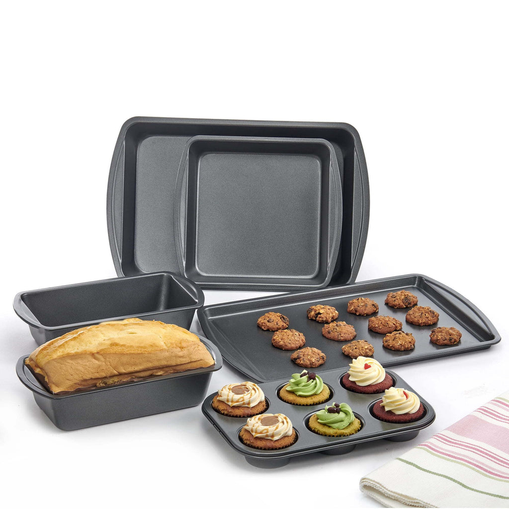 6-Piece Nonstick Bakeware Set with Baking Pans, Muffin Pan, Cookie Sheet & Loaf Pans
