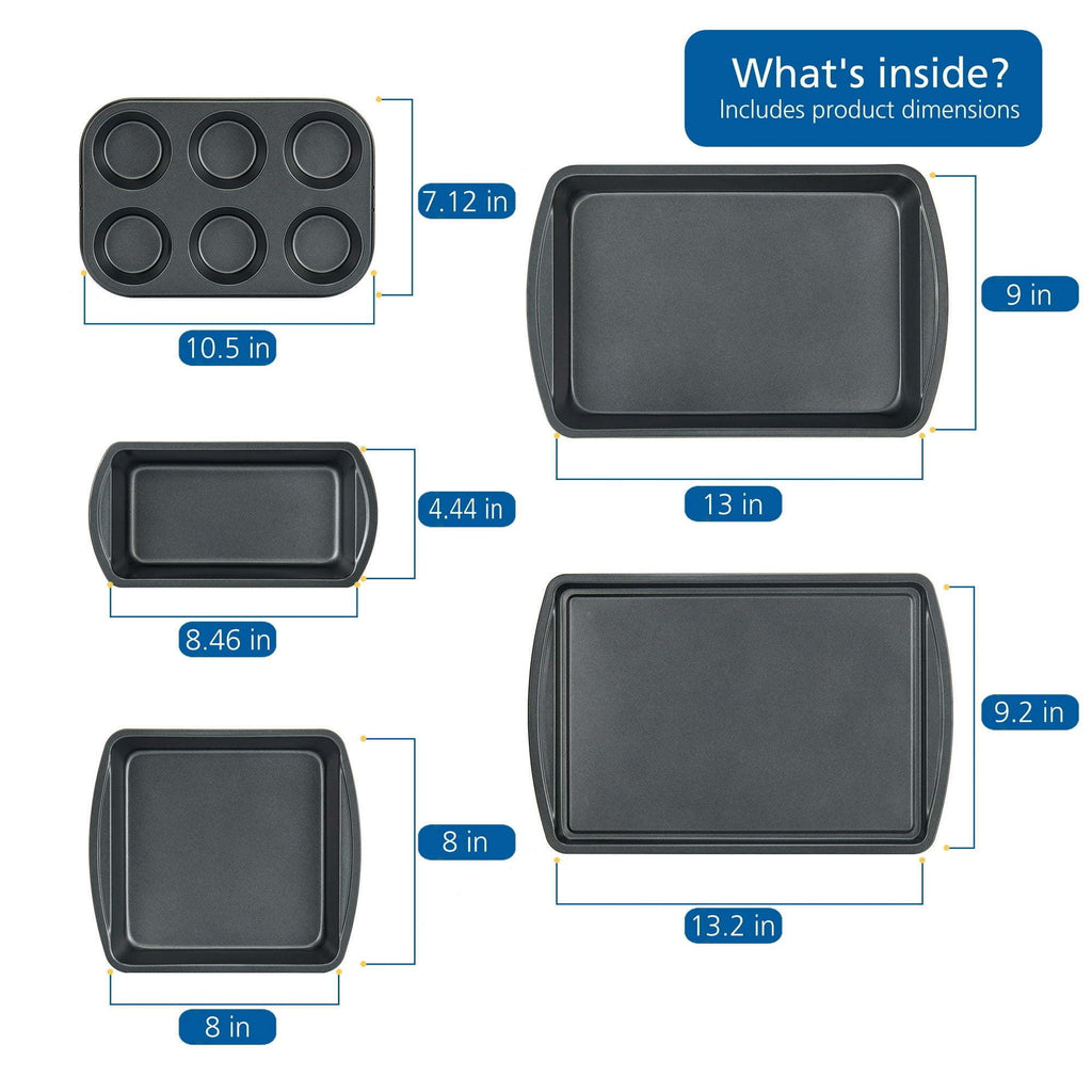 6-Piece Nonstick Bakeware Set with Baking Pans, Muffin Pan, Cookie Sheet & Loaf Pans