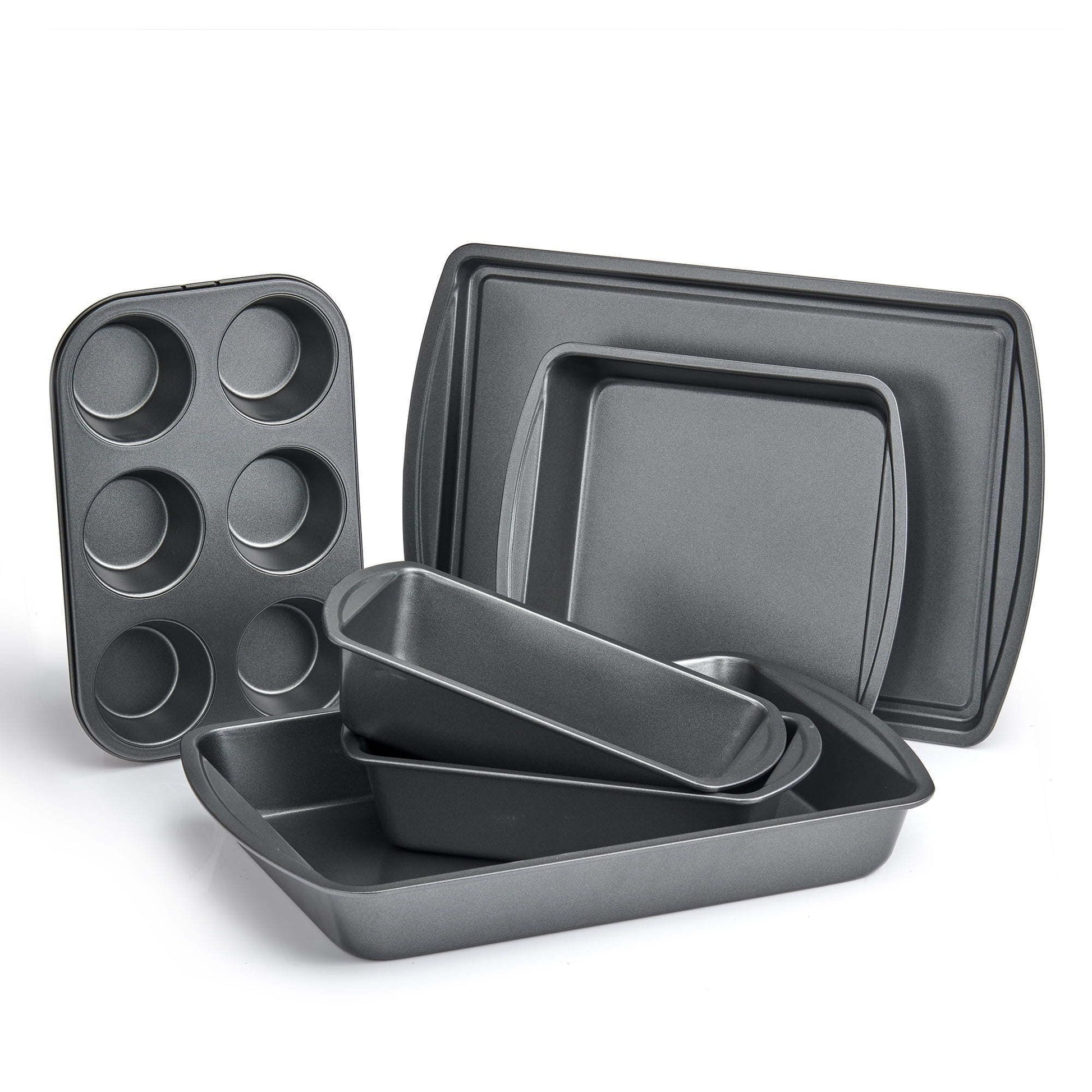 6-Piece Nonstick Bakeware Set with Baking Pans, Muffin Pan, Cookie Sheet & Loaf Pans