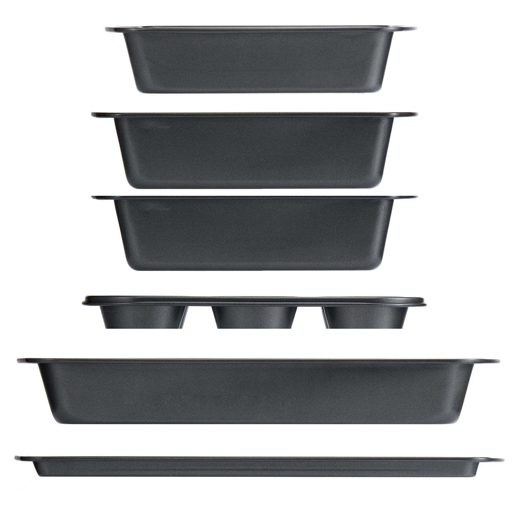 6-Piece Nonstick Bakeware Set with Baking Pans, Muffin Pan, Cookie Sheet & Loaf Pans