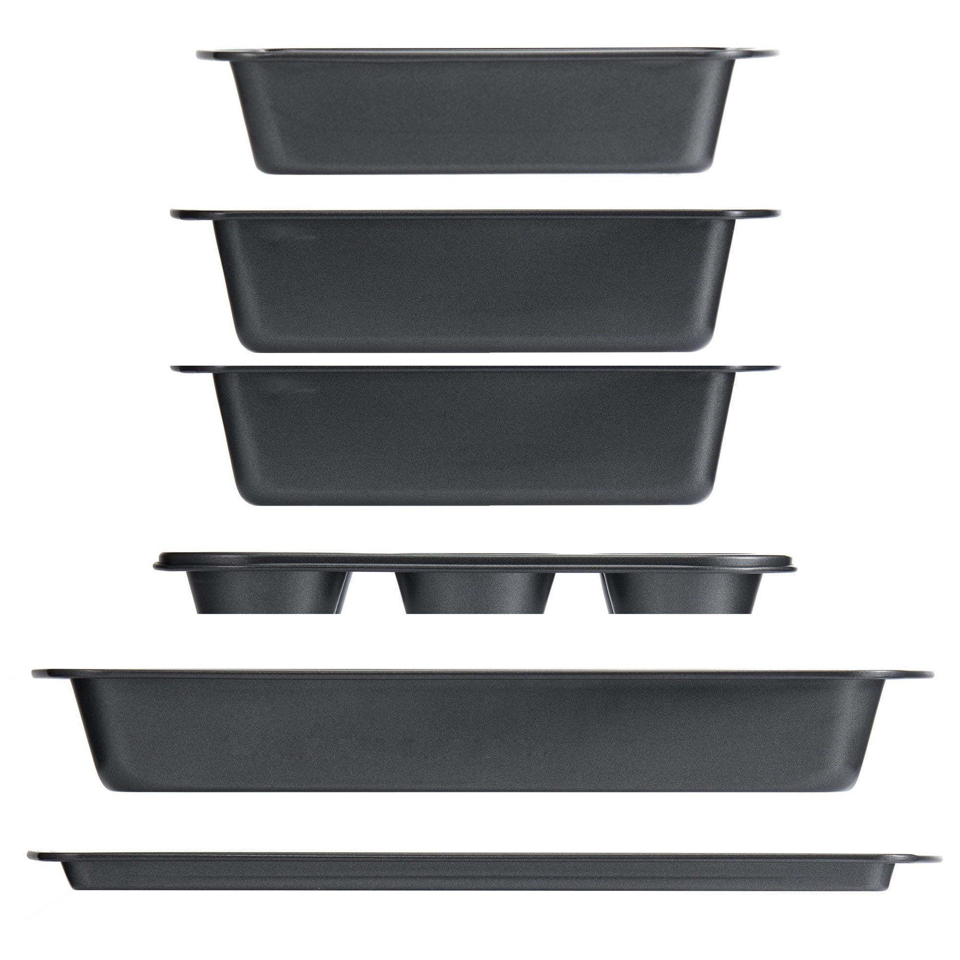 6-Piece Nonstick Bakeware Set with Baking Pans, Muffin Pan, Cookie Sheet & Loaf Pans
