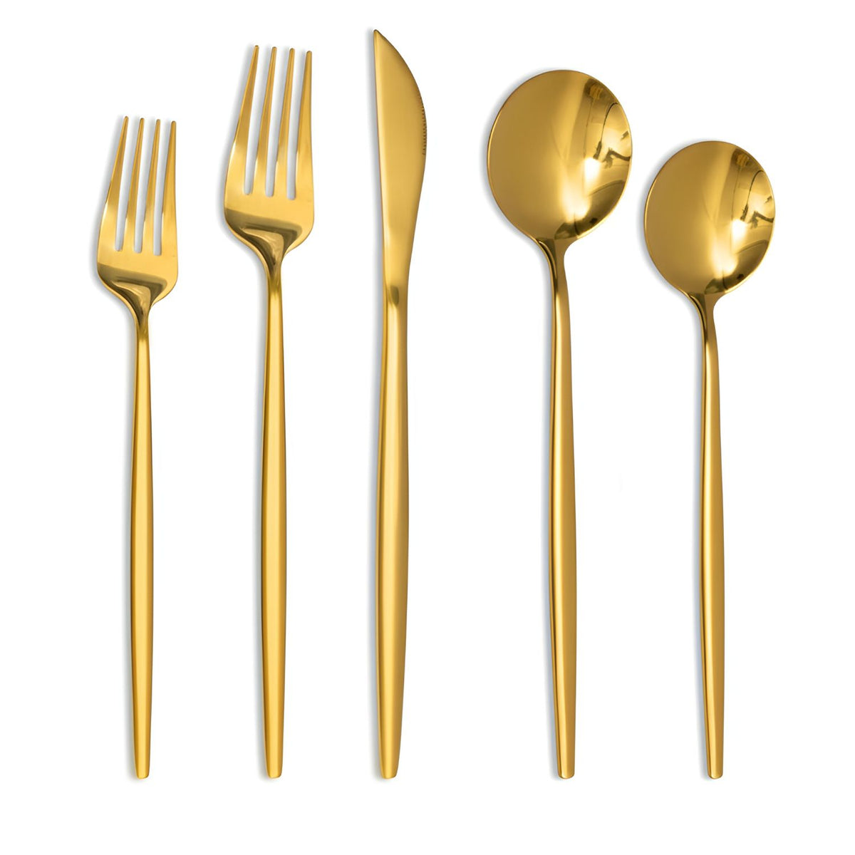 40-Piece Gold Stainless Steel Flatware Set for 8, Modern Knives Forks and Spoons, Dishwasher Safe