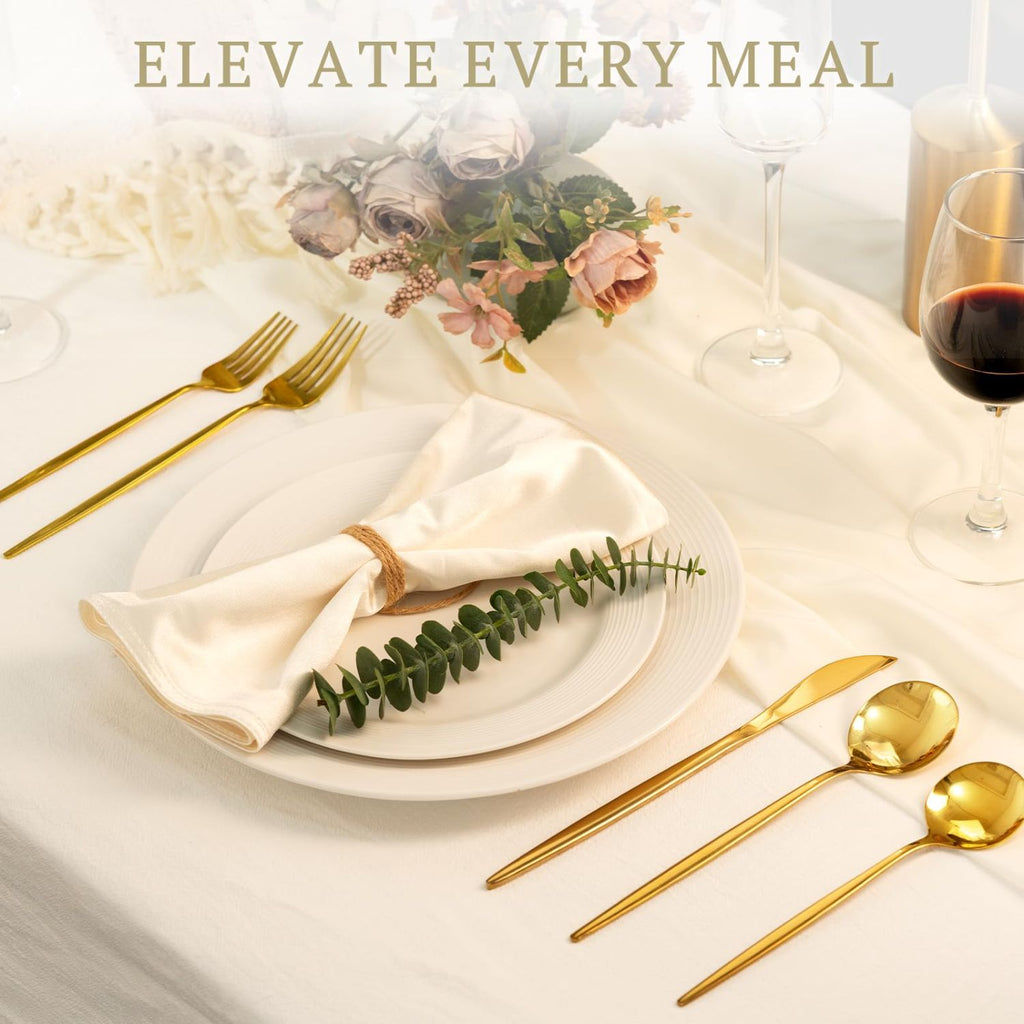 40-Piece Gold Stainless Steel Flatware Set for 8, Modern Knives Forks and Spoons, Dishwasher Safe