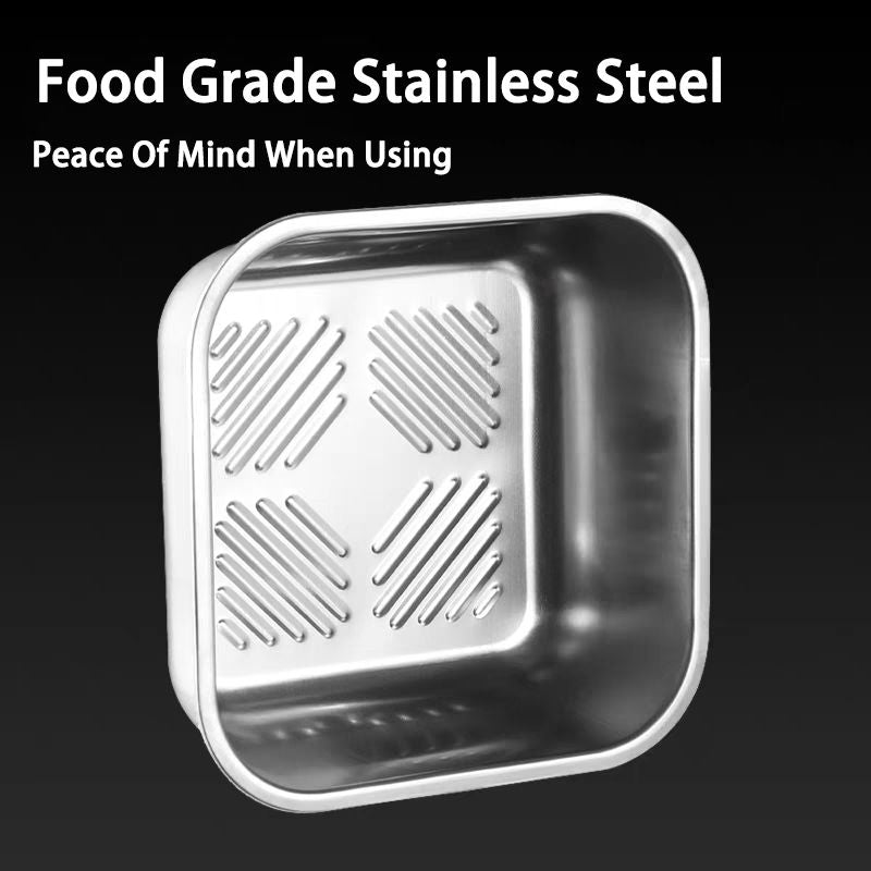 2-Pack Stainless Steel Food Storage Containers with Airtight Locking Lids & Foldable Handles, Blue