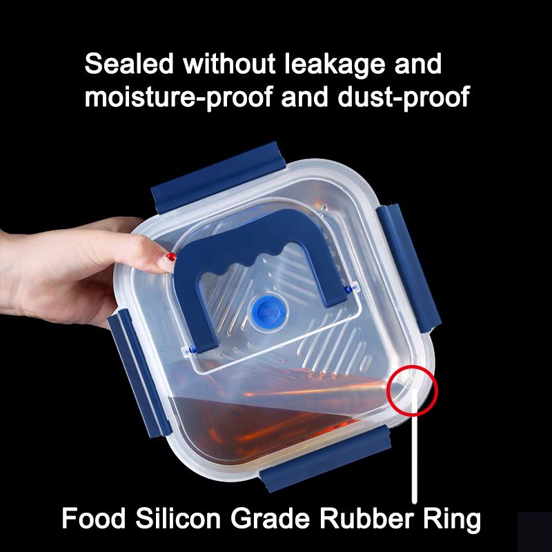 2-Pack Stainless Steel Food Storage Containers with Airtight Locking Lids & Foldable Handles, Blue