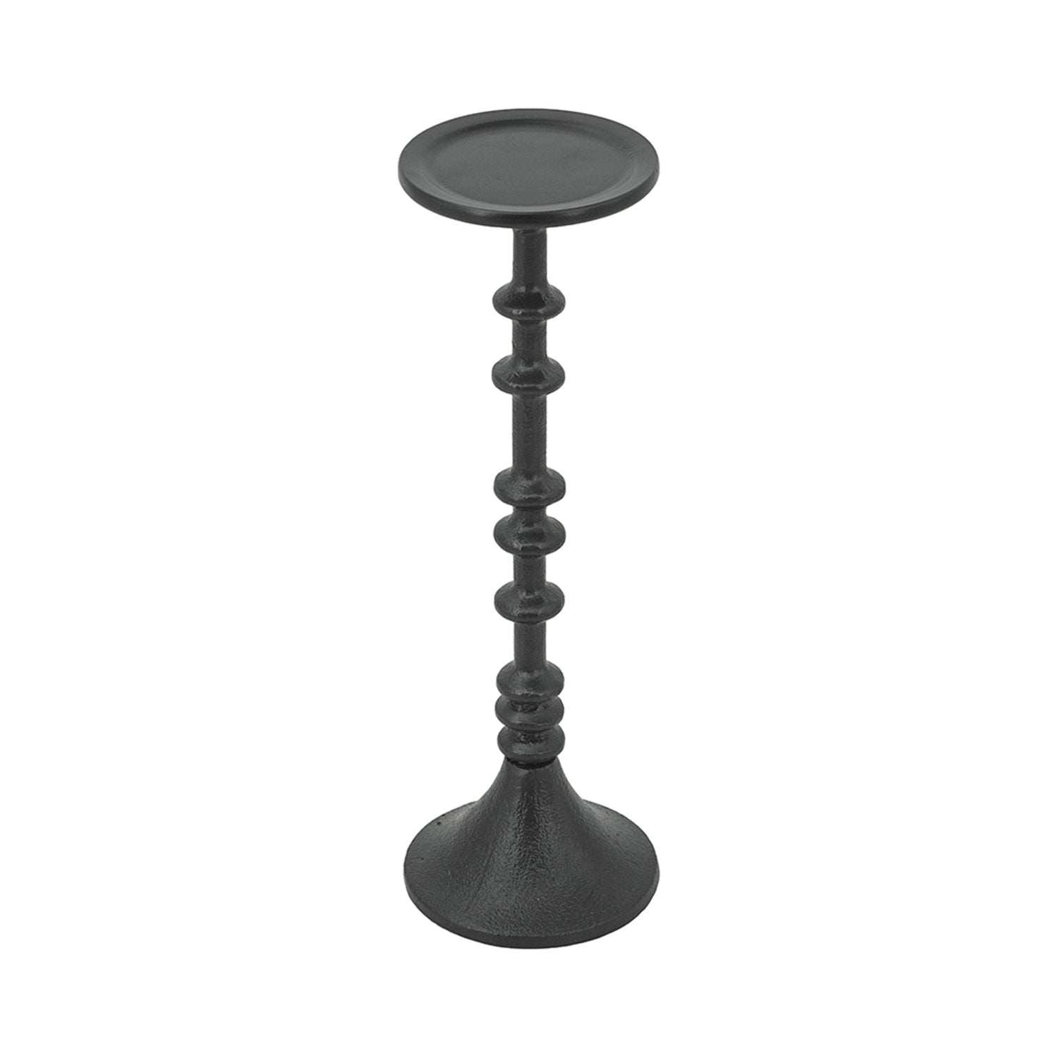 D4x13.5" Decorative Black Iron Candle Holder with Spindle Design