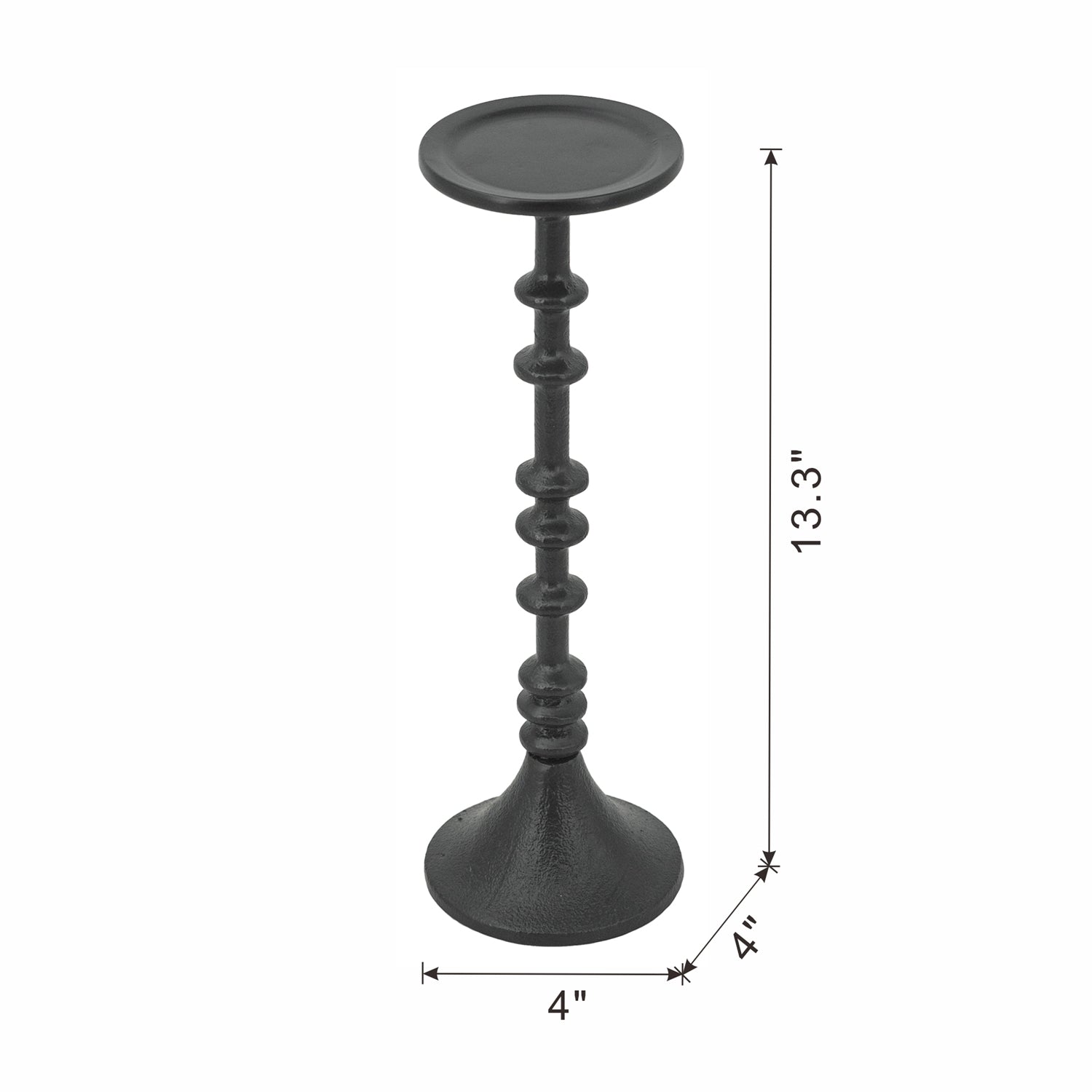 D4x13.5" Decorative Black Iron Candle Holder with Spindle Design