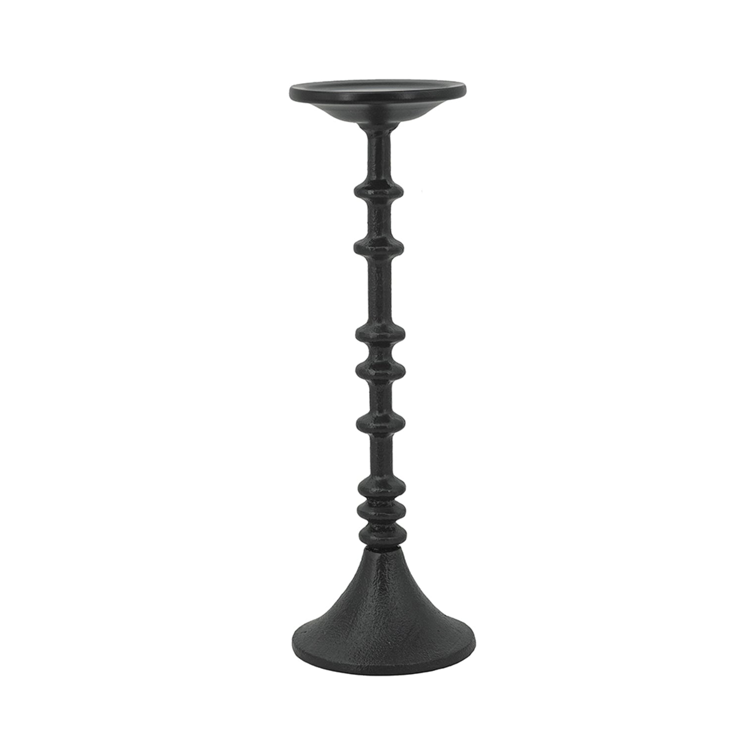 D4x13.5" Decorative Black Iron Candle Holder with Spindle Design