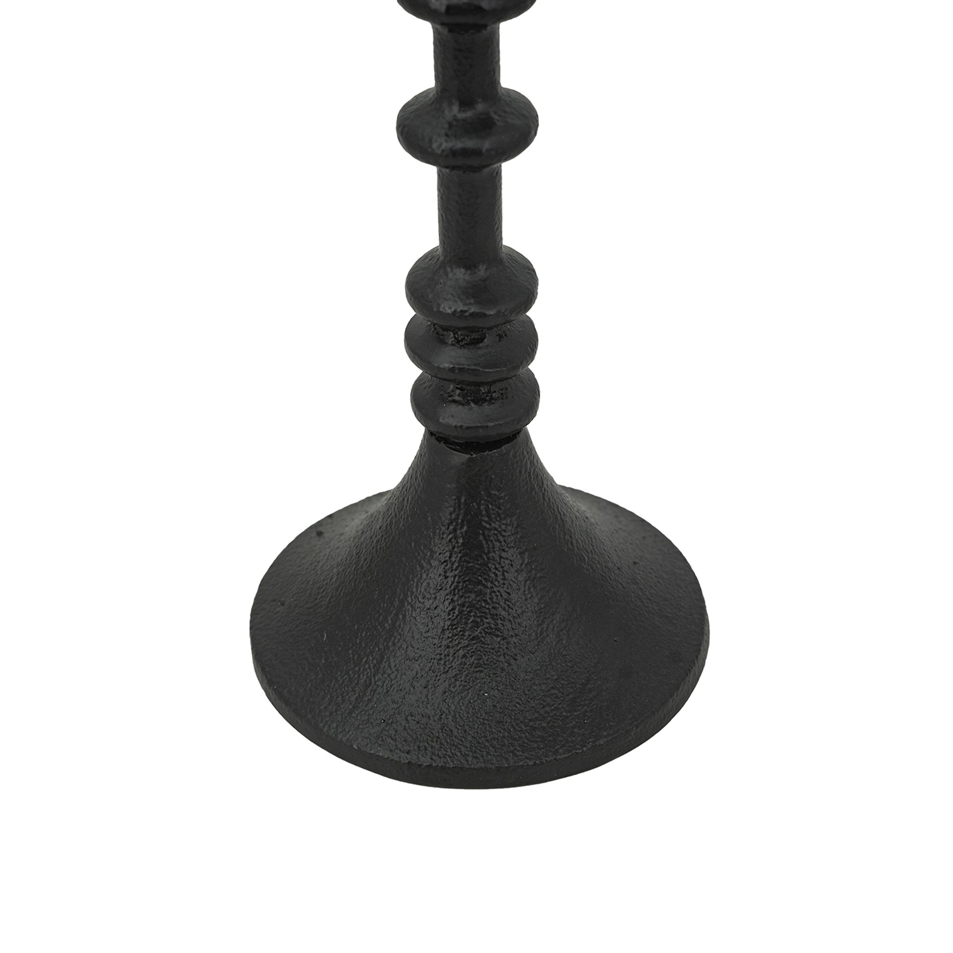 D4x13.5" Decorative Black Iron Candle Holder with Spindle Design