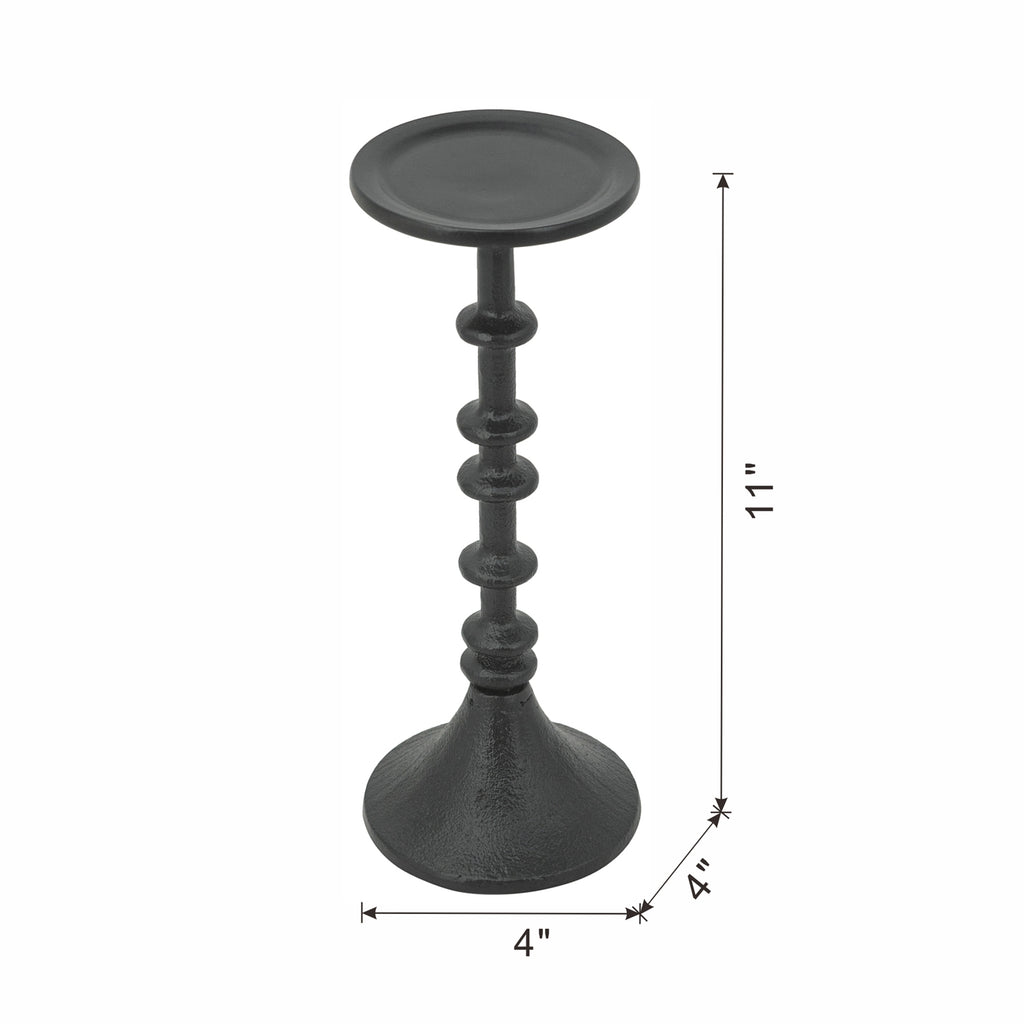 D4x13.5" Decorative Black Iron Candle Holder with Spindle Design