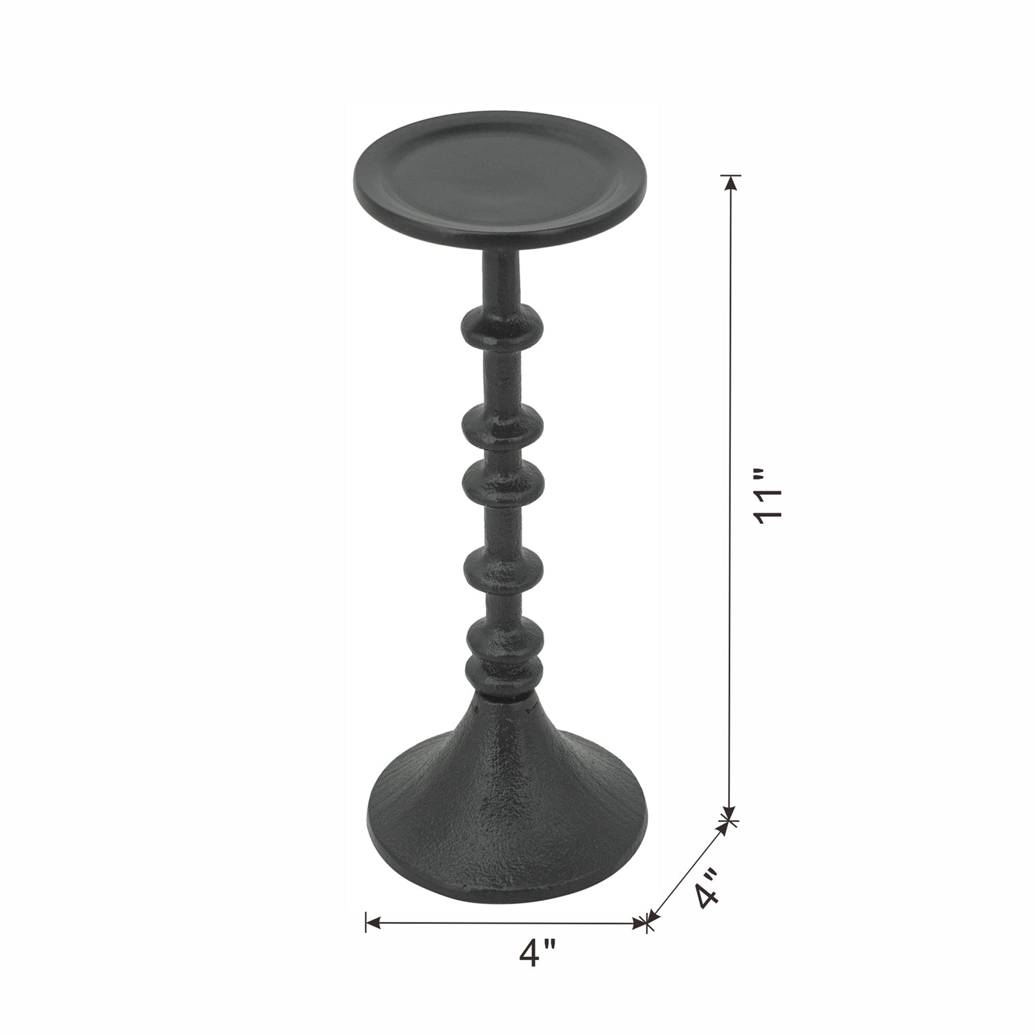 D4x13.5" Decorative Black Iron Candle Holder with Spindle Design