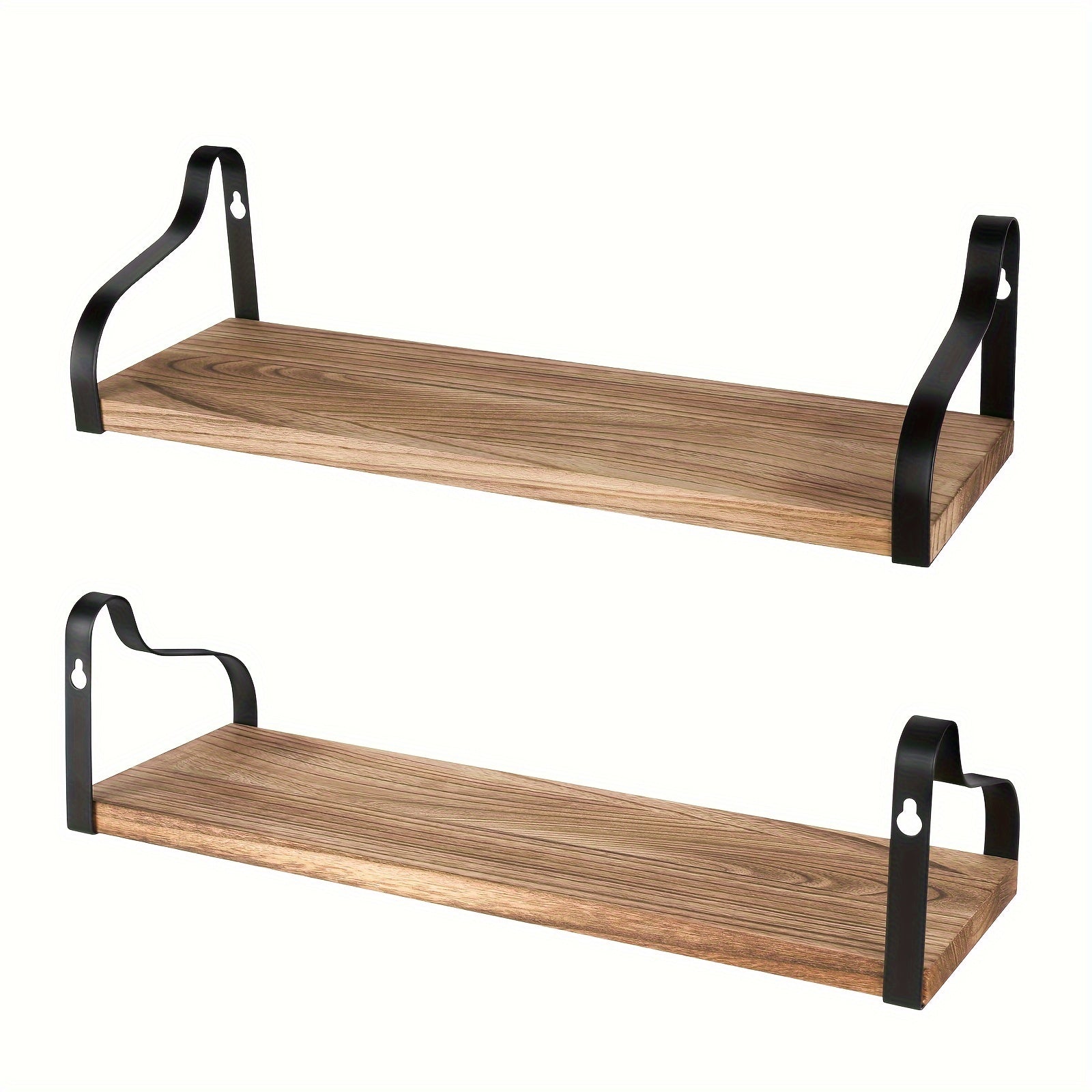 Rustic Wood Floating Shelves Set of 3 - Solid Wood Wall Mounted Storage & Decor for Living Room, Bedroom, Bathroom, Kitchen - Beautiful & Practical