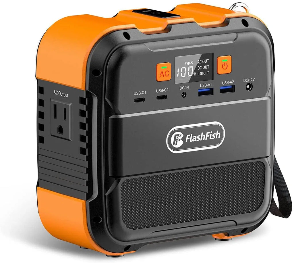 Portable Power Station 200W 146Wh, FlashFish Outdoor Generator with AC Outlets, USB, DC, LED Light for Camping, Home Backup, RV