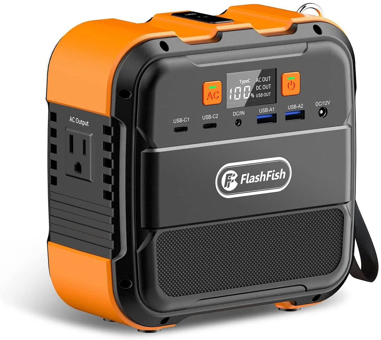 Portable Power Station 200W 146Wh, FlashFish Outdoor Generator with AC Outlets, USB, DC, LED Light for Camping, Home Backup, RV