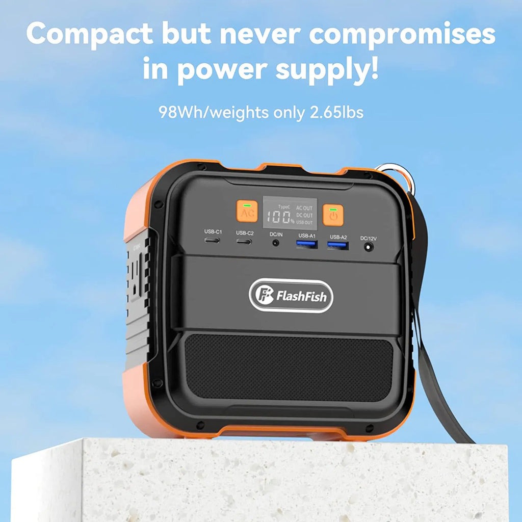 Portable Power Station 200W 146Wh, FlashFish Outdoor Generator with AC Outlets, USB, DC, LED Light for Camping, Home Backup, RV