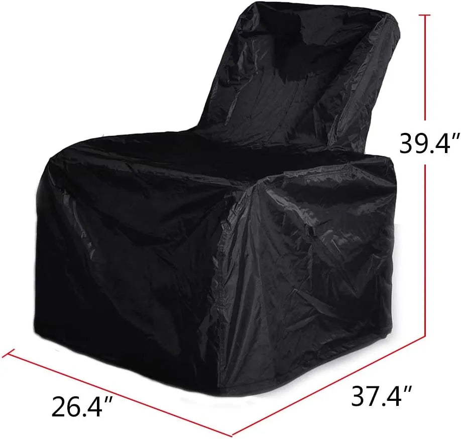 Outdoor Recliner Chair Cover, Waterproof Patio Lounge Chair Protector 39.4"x37.4"x26.4", Heavy‑Duty Windproof UV Resistant Black Furniture Cover for Garden Backyard