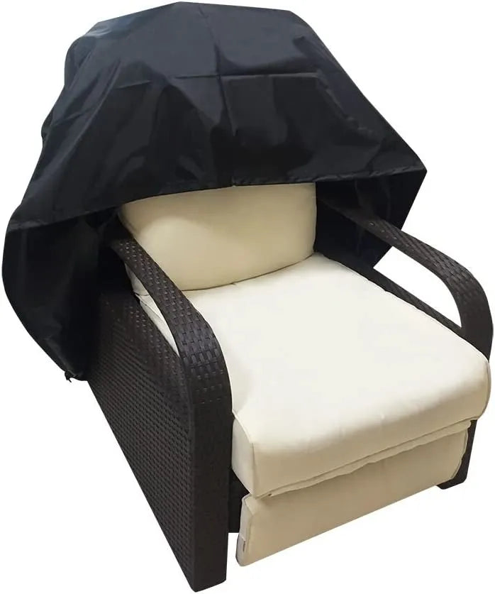 Outdoor Recliner Chair Cover, Waterproof Patio Lounge Chair Protector 39.4"x37.4"x26.4", Heavy‑Duty Windproof UV Resistant Black Furniture Cover for Garden Backyard
