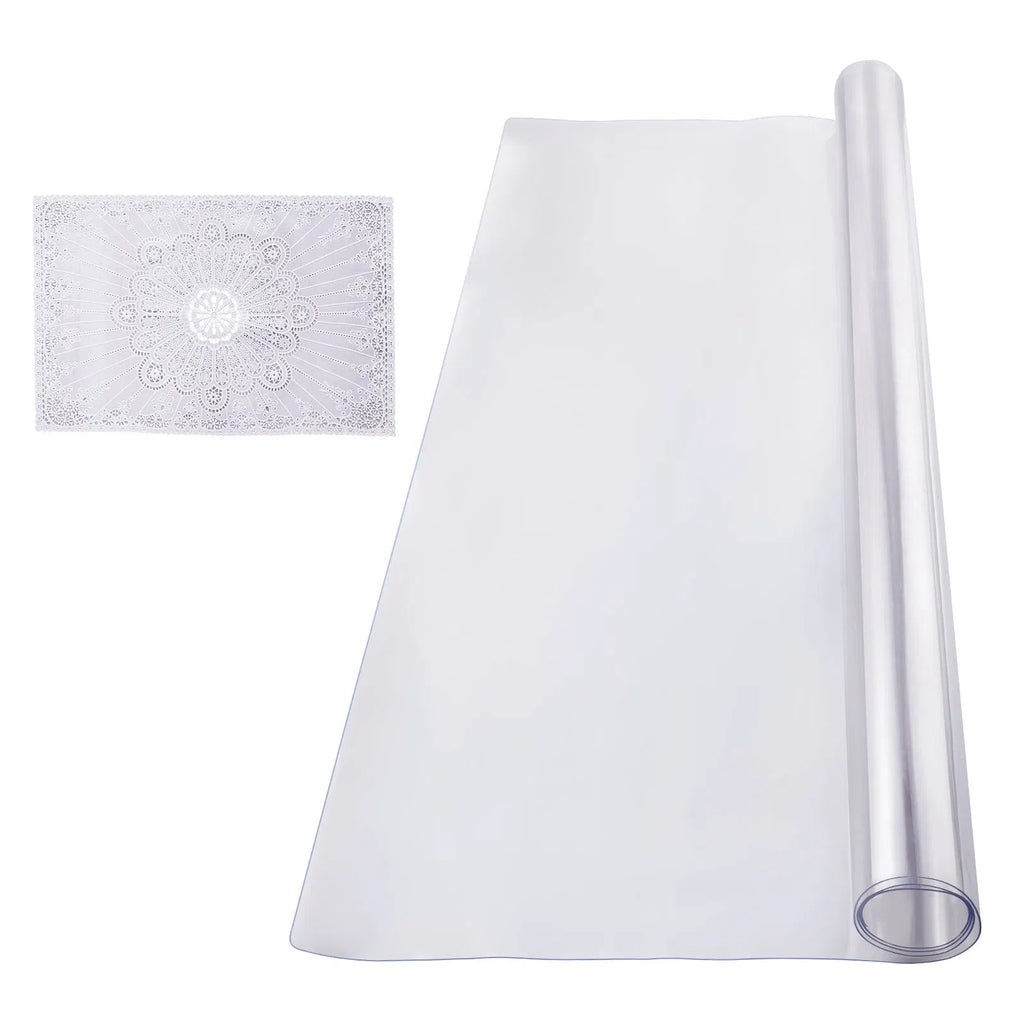 Clear PVC Table Protector 36x48 Inch, 1.5mm Thick Transparent Tabletop Cover, Waterproof Plastic Table Pad for Dining Office Desk, Bonus Lace Placemat Included