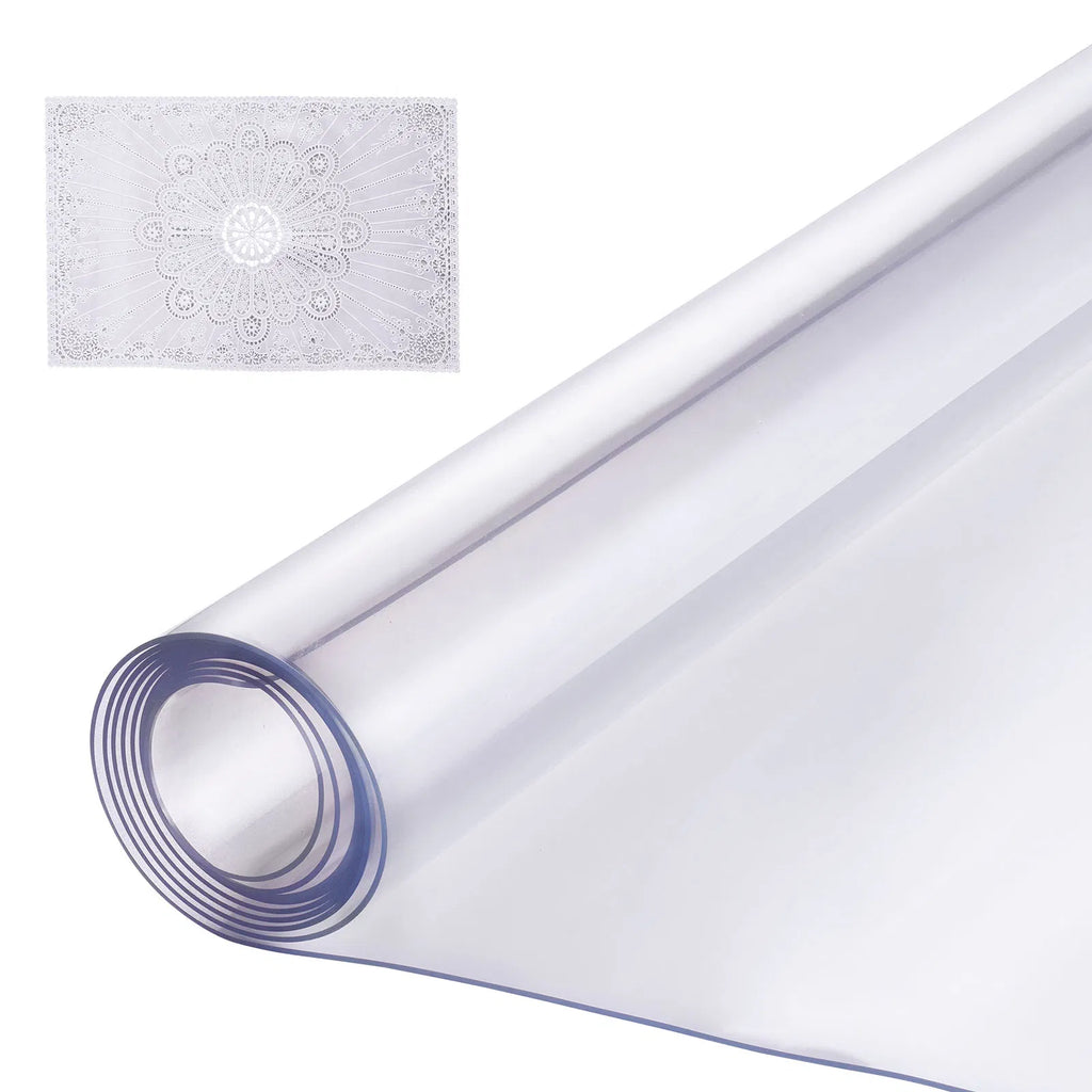 Clear PVC Table Protector 36x48 Inch, 1.5mm Thick Transparent Tabletop Cover, Waterproof Plastic Table Pad for Dining Office Desk, Bonus Lace Placemat Included
