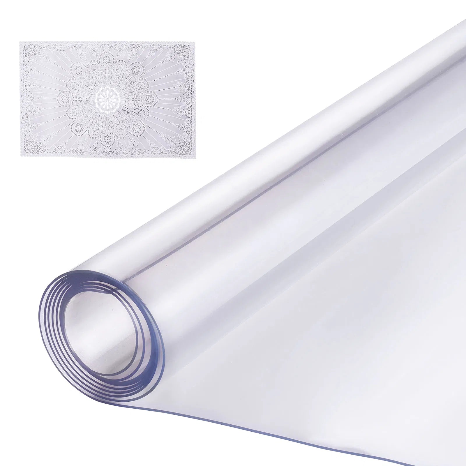 Clear PVC Table Protector 36x48 Inch, 1.5mm Thick Transparent Tabletop Cover, Waterproof Plastic Table Pad for Dining Office Desk, Bonus Lace Placemat Included