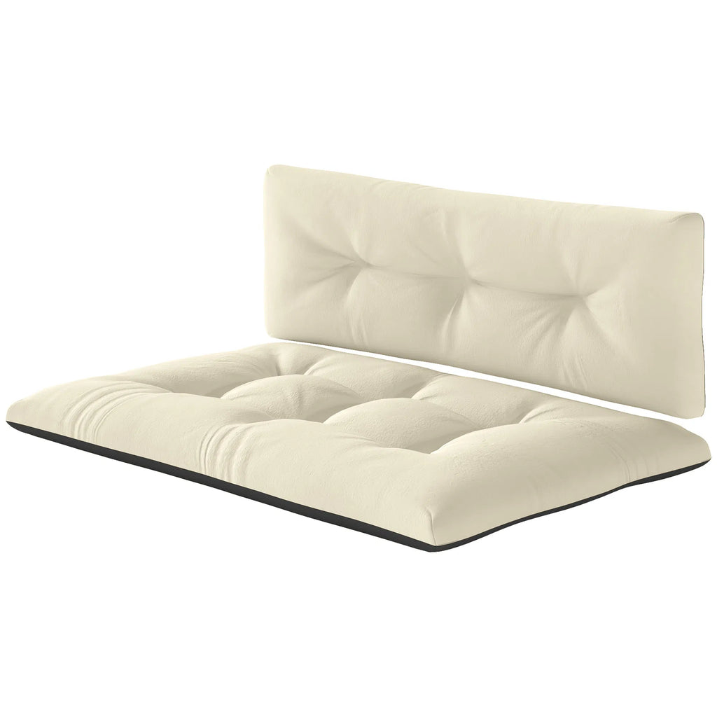 Outsunny 2‑Piece Pallet Sofa Cushion Set, Tufted Thick Seat & Back Cushions, Indoor‑Outdoor Replacement Pads for Wooden Pallet Furniture, Cream White