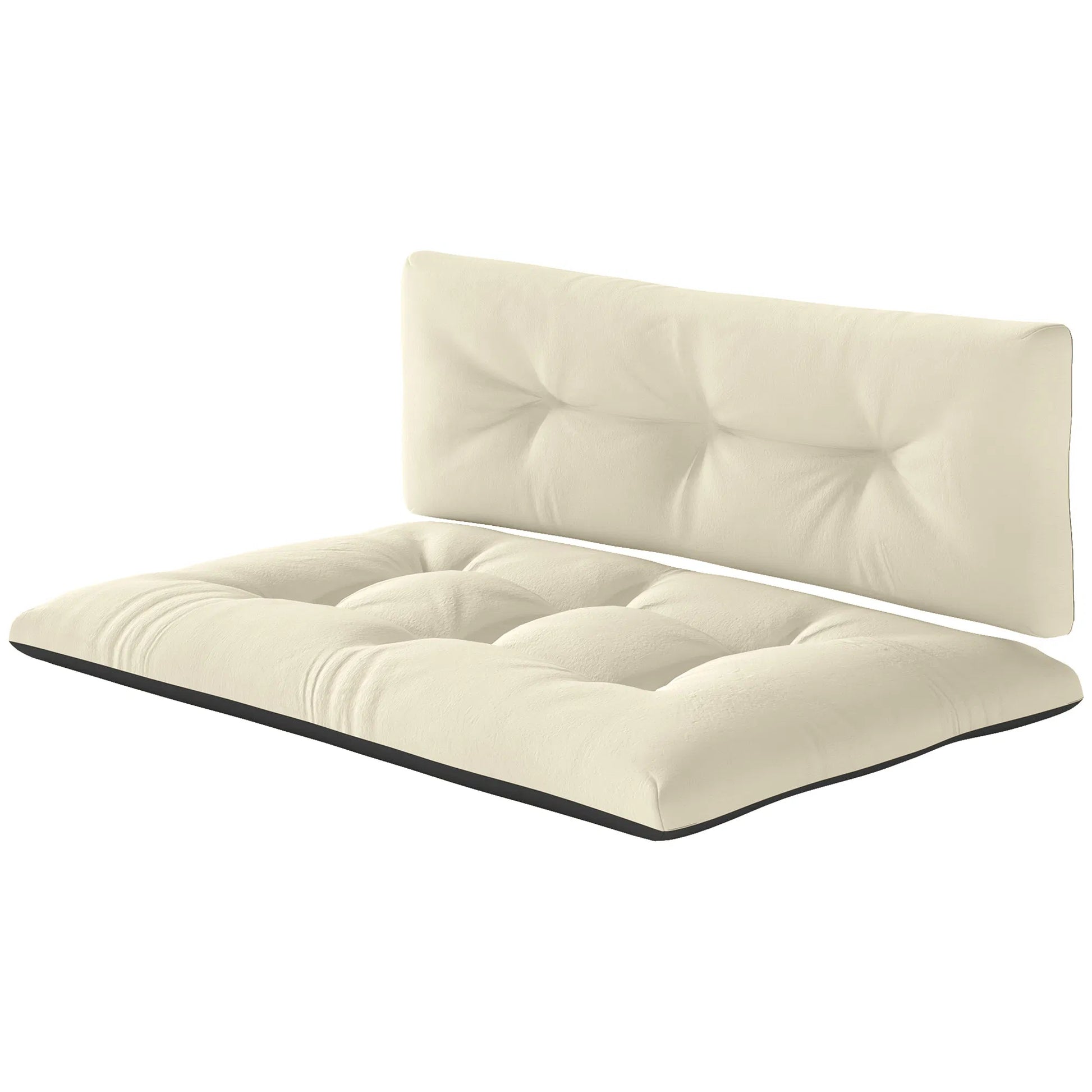 Outsunny 2‑Piece Pallet Sofa Cushion Set, Tufted Thick Seat & Back Cushions, Indoor‑Outdoor Replacement Pads for Wooden Pallet Furniture, Cream White