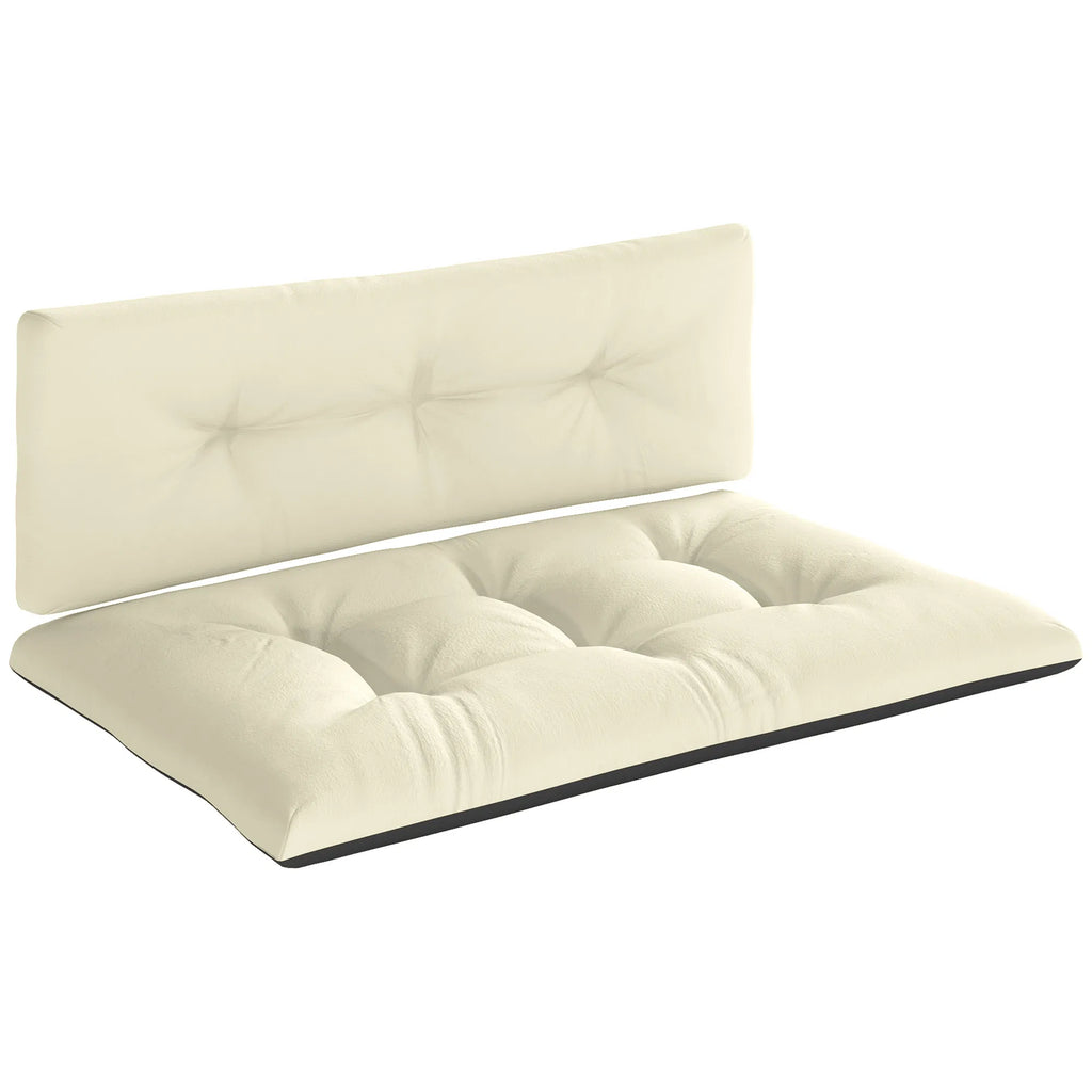 Outsunny 2‑Piece Pallet Sofa Cushion Set, Tufted Thick Seat & Back Cushions, Indoor‑Outdoor Replacement Pads for Wooden Pallet Furniture, Cream White