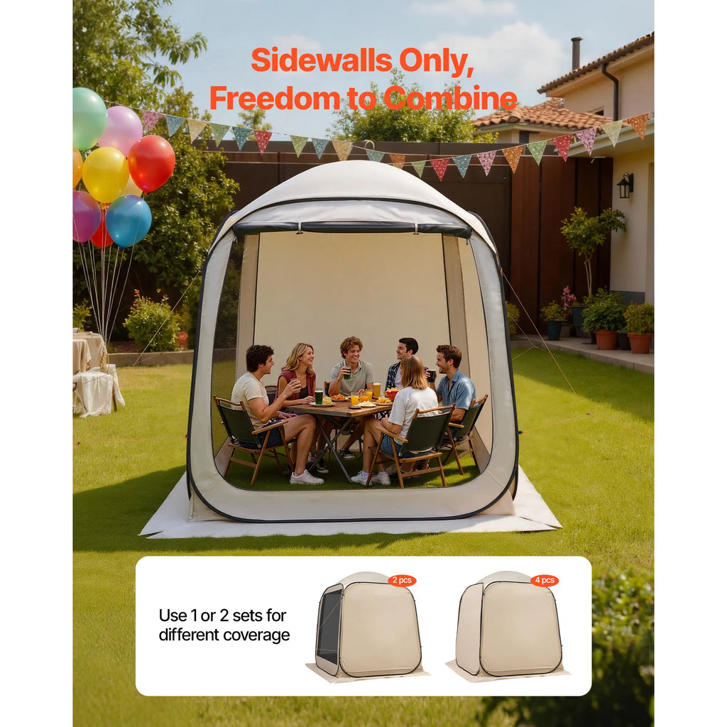 Pop‑Up Screen House Sidewalls 2‑Pack, 300D Oxford Silver‑Coated UV‑Waterproof Side Panels for 6’ x 6’ Outdoor Screen Tent, Beige (Tent NOT Included)