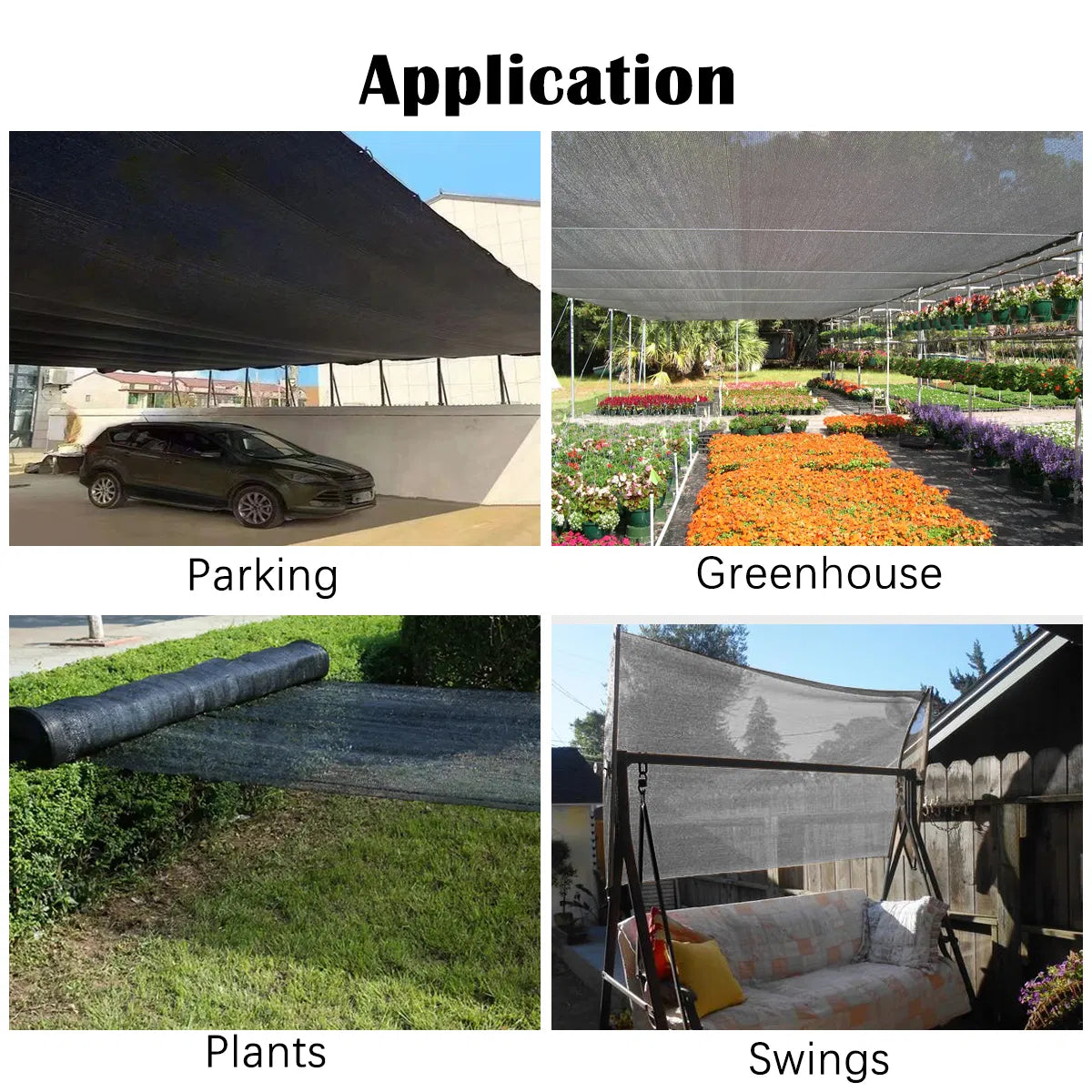 lack Sun Shade Net 10'x10' UV‑Resistant Shade Cloth with Fix Clips, Breathable Permeable Shade Screen for Garden, Greenhouse, Patio, Backyard, Plants & Outdoor Parking