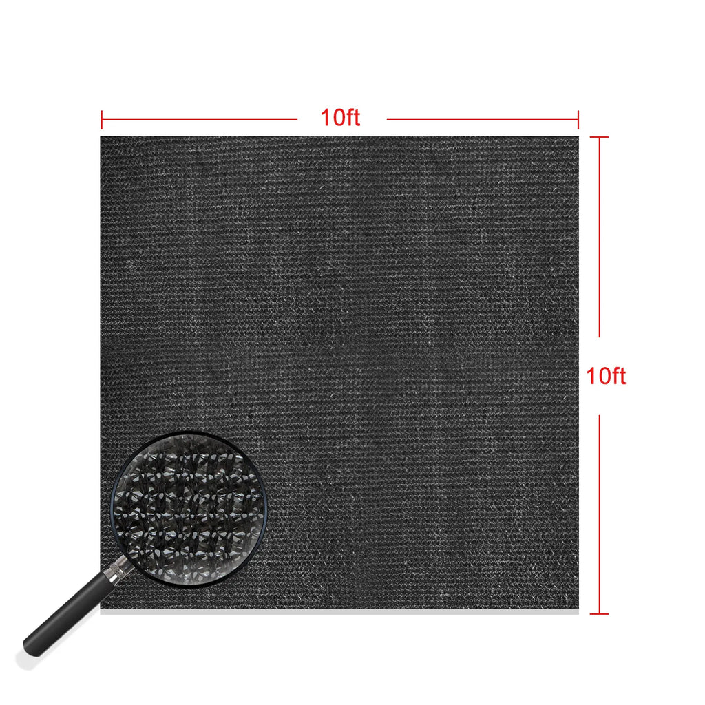 lack Sun Shade Net 10'x10' UV‑Resistant Shade Cloth with Fix Clips, Breathable Permeable Shade Screen for Garden, Greenhouse, Patio, Backyard, Plants & Outdoor Parking