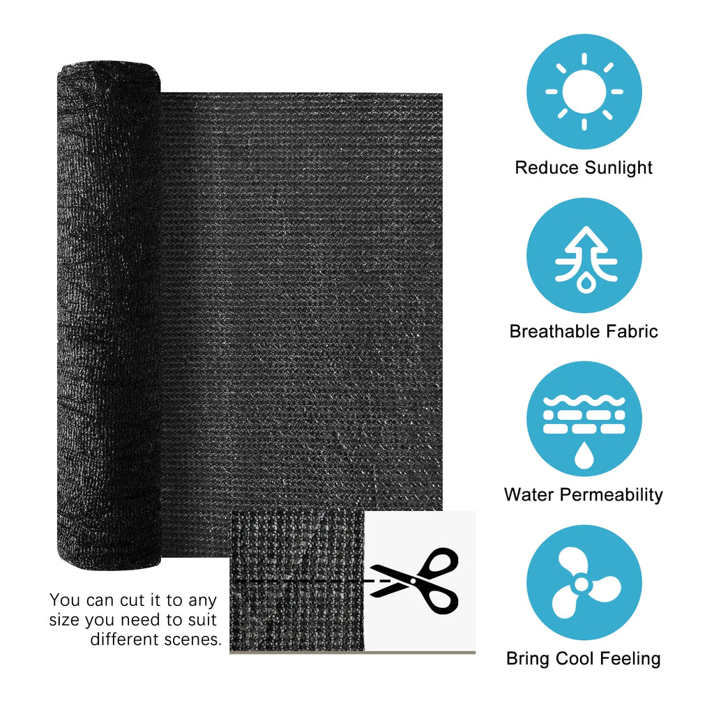 lack Sun Shade Net 10'x10' UV‑Resistant Shade Cloth with Fix Clips, Breathable Permeable Shade Screen for Garden, Greenhouse, Patio, Backyard, Plants & Outdoor Parking