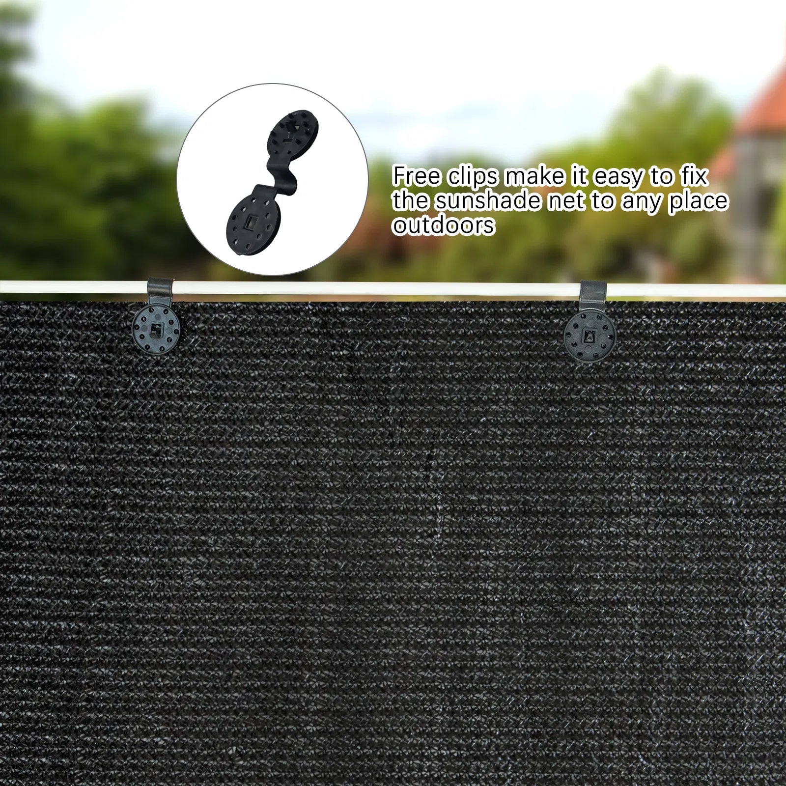 lack Sun Shade Net 10'x10' UV‑Resistant Shade Cloth with Fix Clips, Breathable Permeable Shade Screen for Garden, Greenhouse, Patio, Backyard, Plants & Outdoor Parking
