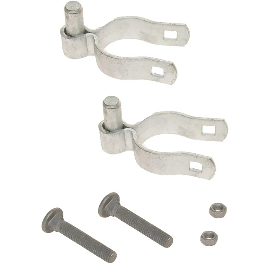 Galvanized Chain Link Gate Hinge Kit, 1‑5/8" Pipe Fence Gate Hinges with Bolts & Nuts, Heavy Duty Metal Hardware for Chain Link Fence Swing Gates