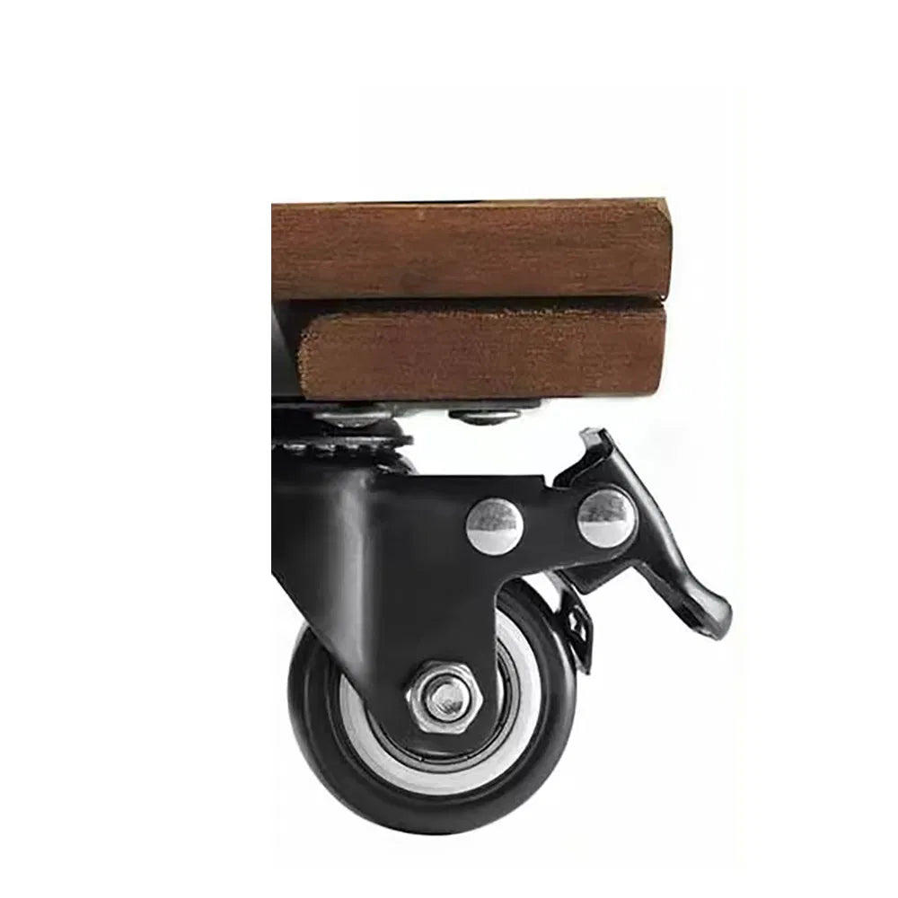 12 Inch Square Solid Acacia Wood Plant Caddy with Lockable 360° Swivel Wheels, Heavy‑Duty Rolling Plant Dolly, Water‑Resistant Plant Stand for Indoor & Outdoor Potted Plants