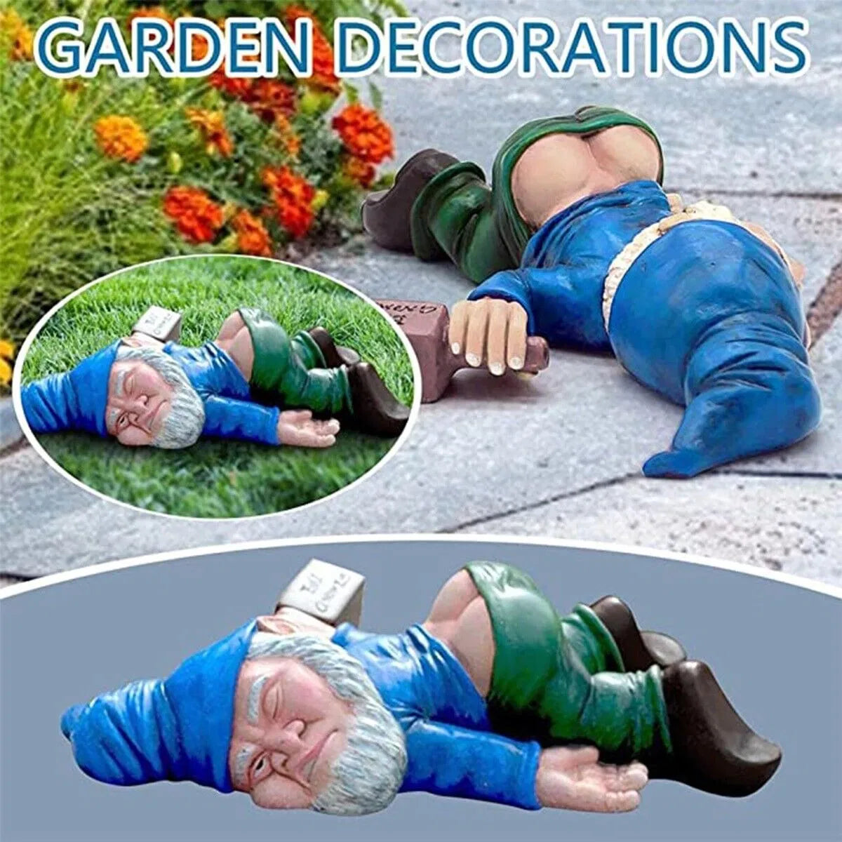 Funny Drunk Garden Gnome Statue, Naughty Passed‑Out Dwarf Figurine, Resin Outdoor Yard Lawn Patio Ornament, Whimsical Home Desk Decor, Novelty Gag Gift for Garden Lovers