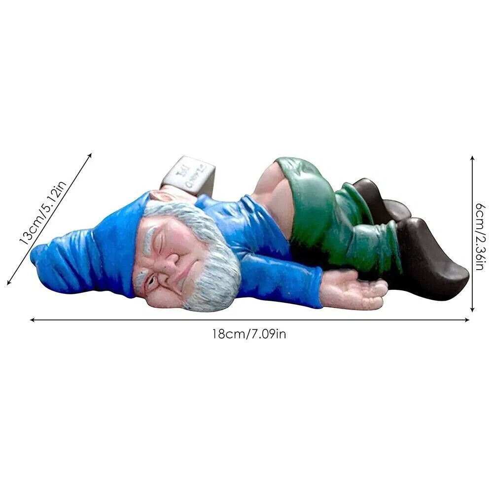 Funny Drunk Garden Gnome Statue, Naughty Passed‑Out Dwarf Figurine, Resin Outdoor Yard Lawn Patio Ornament, Whimsical Home Desk Decor, Novelty Gag Gift for Garden Lovers