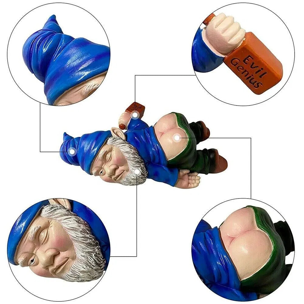Funny Drunk Garden Gnome Statue, Naughty Passed‑Out Dwarf Figurine, Resin Outdoor Yard Lawn Patio Ornament, Whimsical Home Desk Decor, Novelty Gag Gift for Garden Lovers