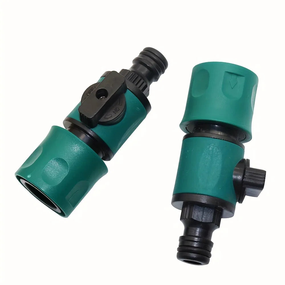 Garden Hose Quick Connect Coupler with Shut‑off Valve, 1/2 Inch Water Hose Quick Release Fitting, Plastic Hose Connector for Garden Watering Irrigation System