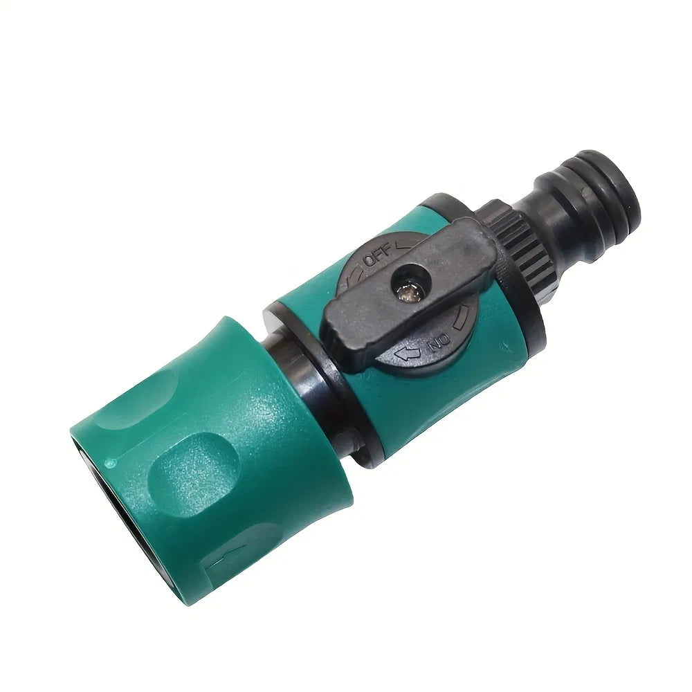 Garden Hose Quick Connect Coupler with Shut‑off Valve, 1/2 Inch Water Hose Quick Release Fitting, Plastic Hose Connector for Garden Watering Irrigation System
