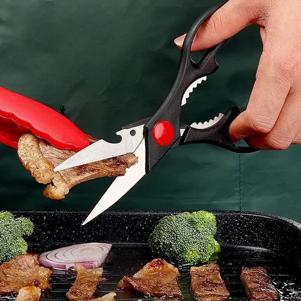 Multi‑Function Kitchen Scissors, Heavy‑Duty Stainless Steel Food Shears for Poultry, Vegetables, Bottle Opener & Nut Cracker, Comfort Grip Household Cooking Scissors