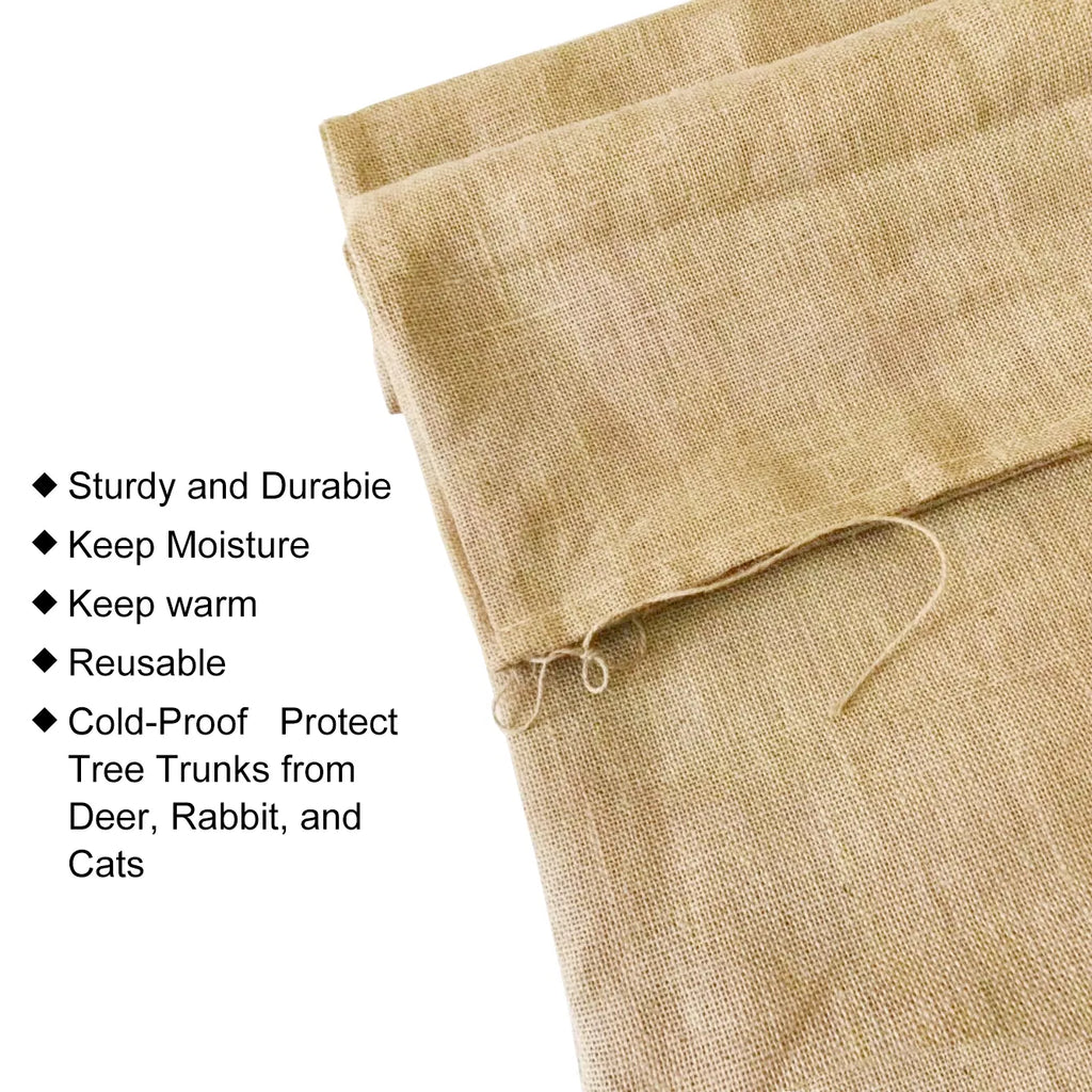 4‑Pack Burlap Winter Plant Covers 40"x32", Breathable Drawstring Plant Freeze Protection Bags for Shrubs Trees, Reusable Cold Frost Animal Barrier for Outdoor Garden Plants