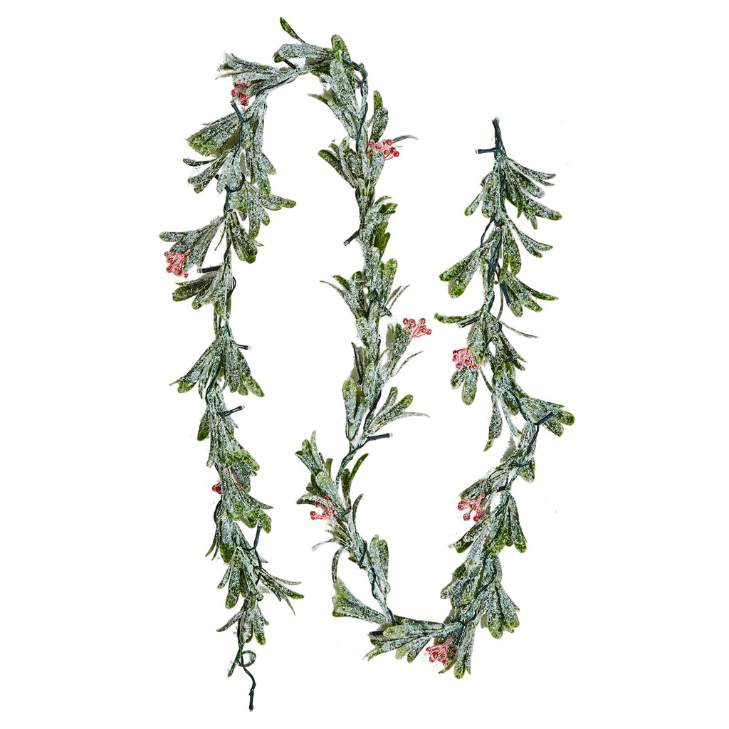 Prelit Greenery Garland with Soft White LED Lights, 6.5ft Christmas Mantel and Stair Decor for Indoor Outdoor Holiday