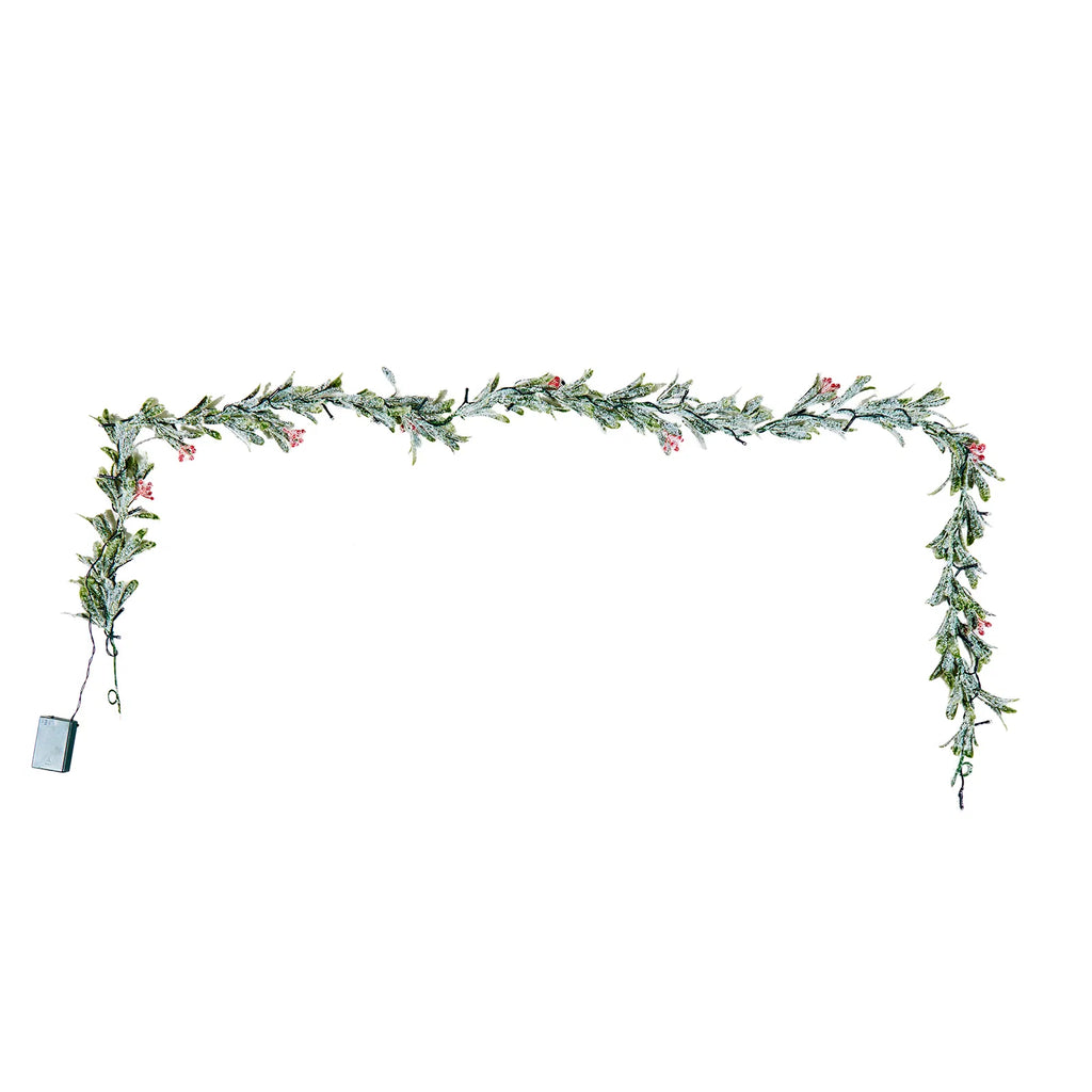 Prelit Greenery Garland with Soft White LED Lights, 6.5ft Christmas Mantel and Stair Decor for Indoor Outdoor Holiday