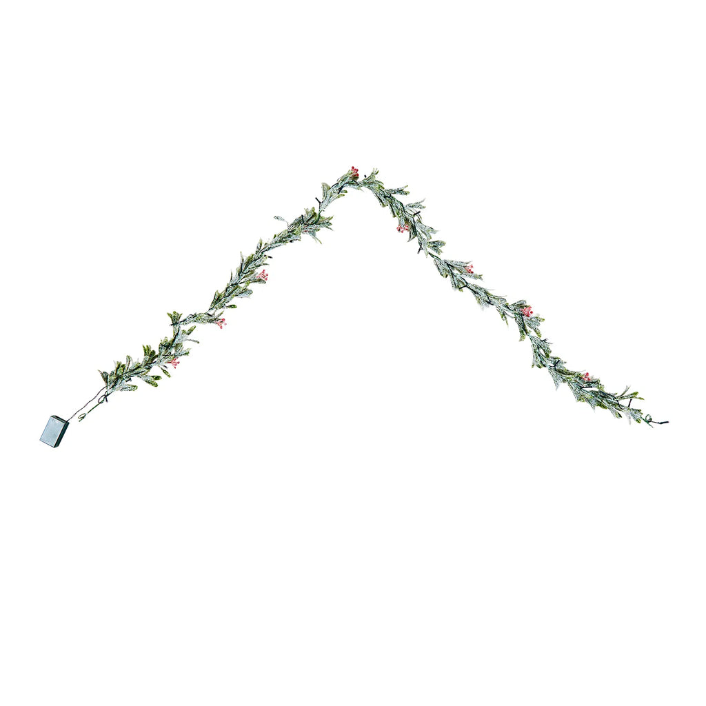 Prelit Greenery Garland with Soft White LED Lights, 6.5ft Christmas Mantel and Stair Decor for Indoor Outdoor Holiday