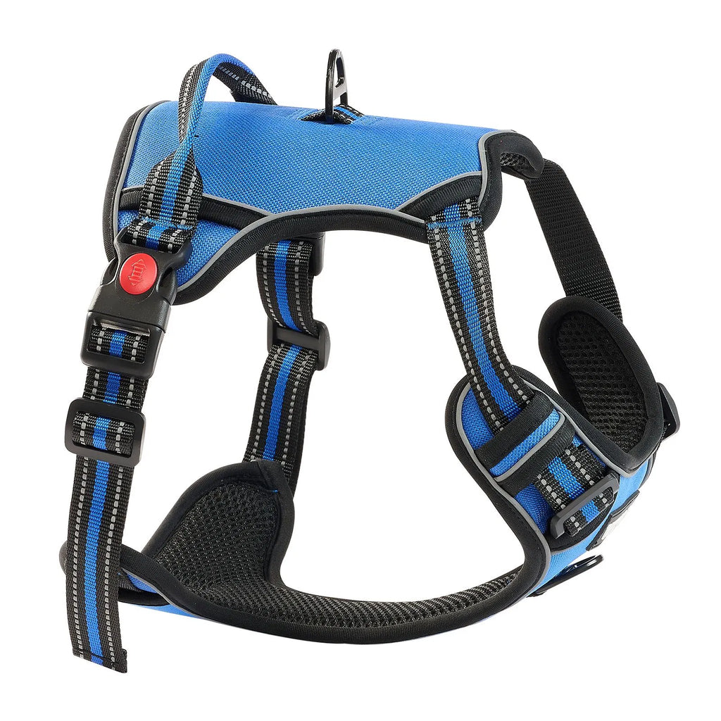 No‑Pull Dog Harness with 5ft Leash, Reflective Adjustable Pet Vest Harness for Medium Large Dogs, Dual Metal Clips Safety Lock Buckle