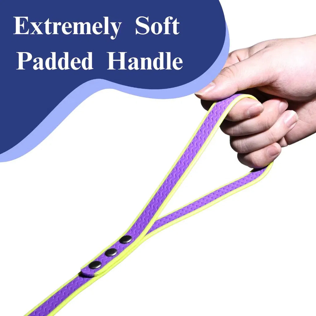 Waterproof PVC Coated Long Dog Training Leash, 360° Rotatable Snap Hook, Soft Padded Handle, Easy‑to‑Clean No‑Stink Nylon Webbing Lead for All Dog Breeds