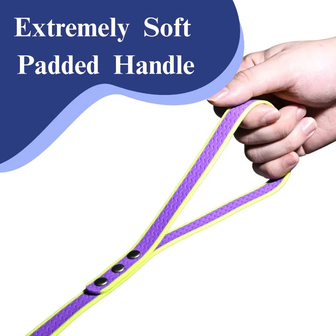 Waterproof PVC Coated Long Dog Training Leash, 360° Rotatable Snap Hook, Soft Padded Handle, Easy‑to‑Clean No‑Stink Nylon Webbing Lead for All Dog Breeds