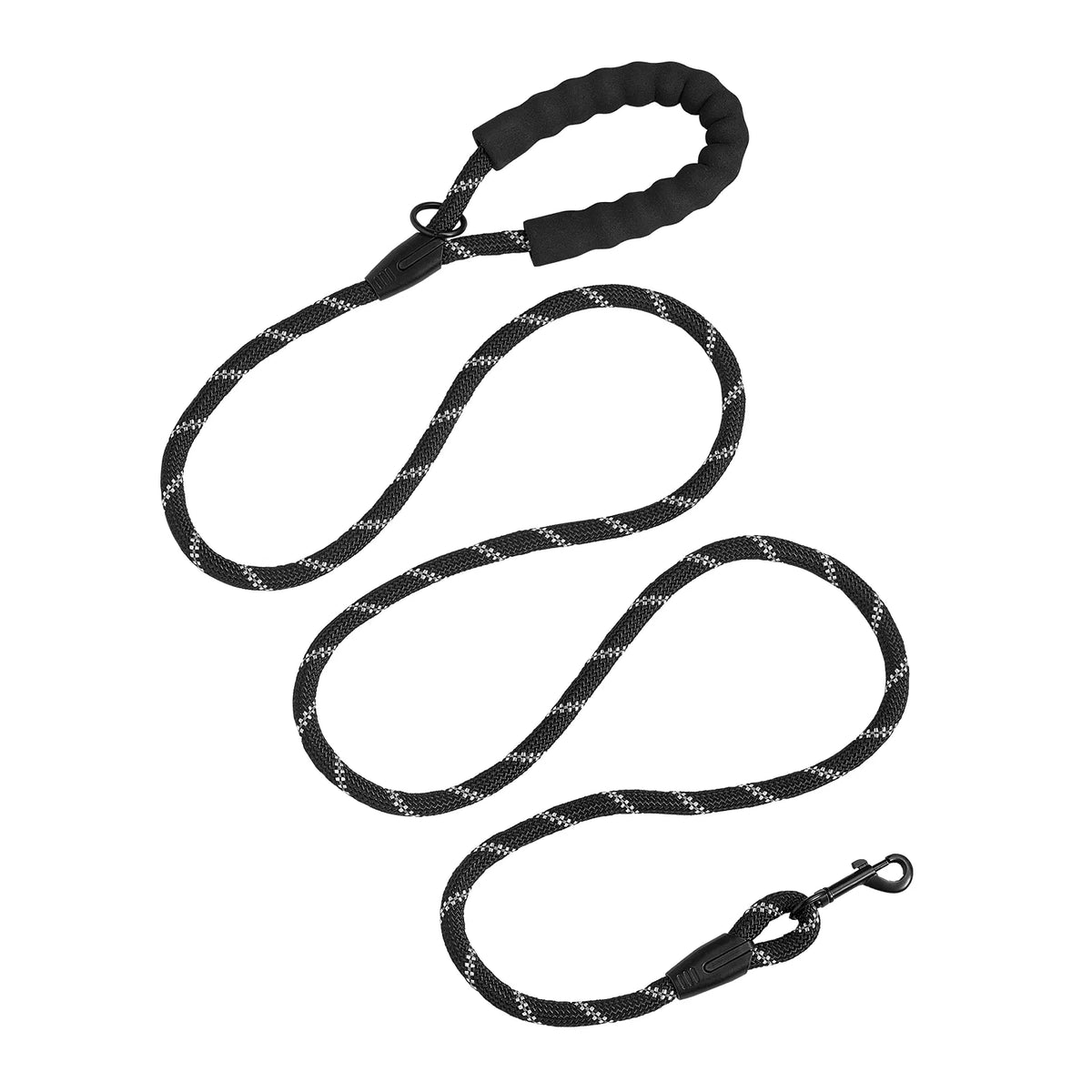 6FT Reflective Rope Dog Leash, Soft Padded Handle Heavy‑Duty Nylon Dog Leash with Waste Bag Dispenser for Medium Large Dogs